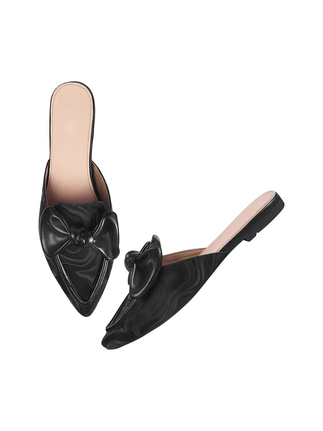 Elegant Bow Accent Pointed Mule Flats for Women