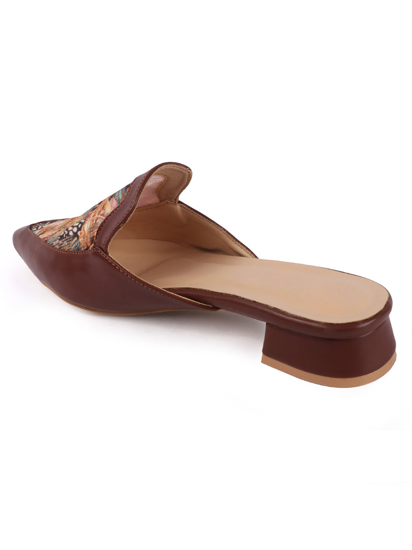 Flora Pointed Toe Printed panel Designer Mules