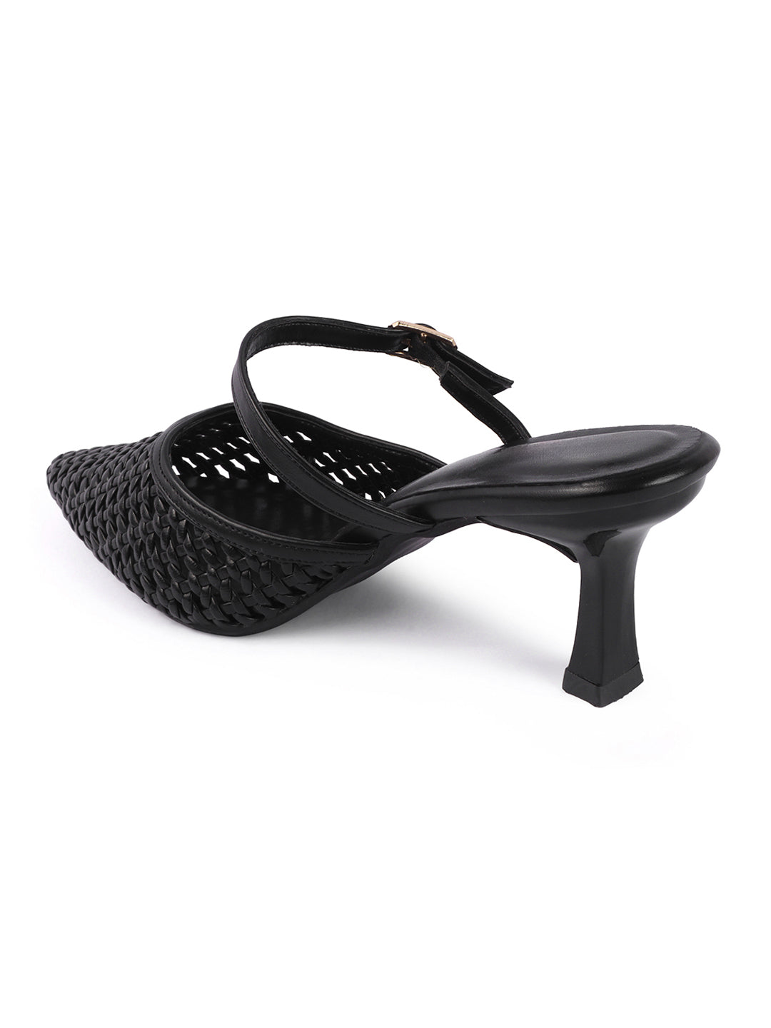 Muse Woven Pointed-Toe Kitten Heel Mules