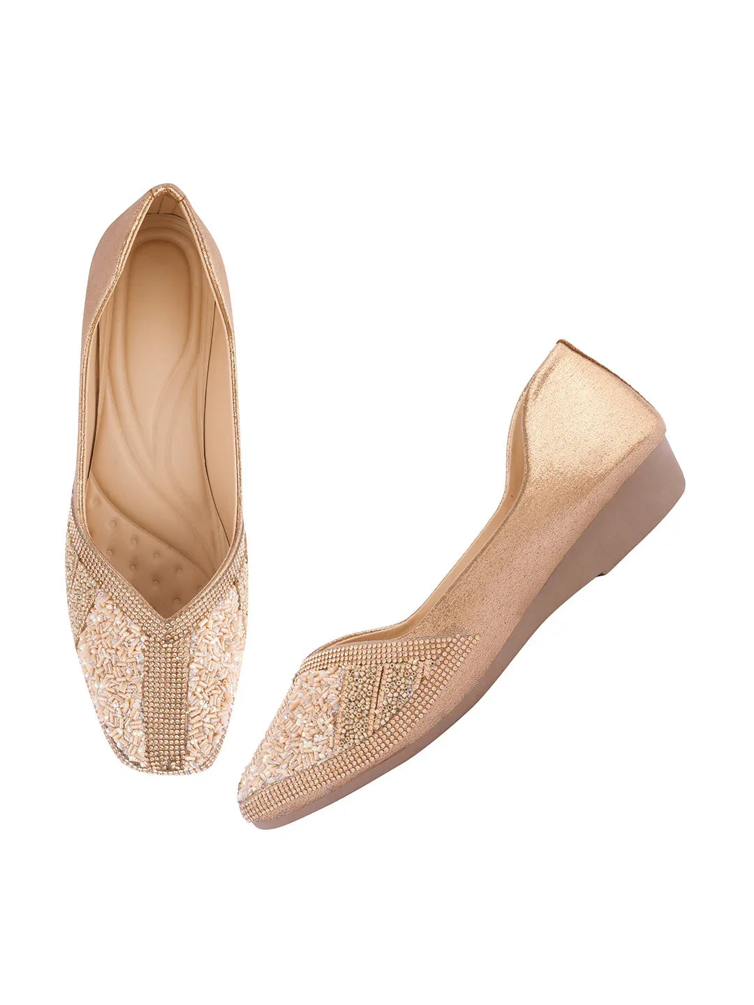 TRYME Festive Square Toe Embellished Stone Women's Juttis