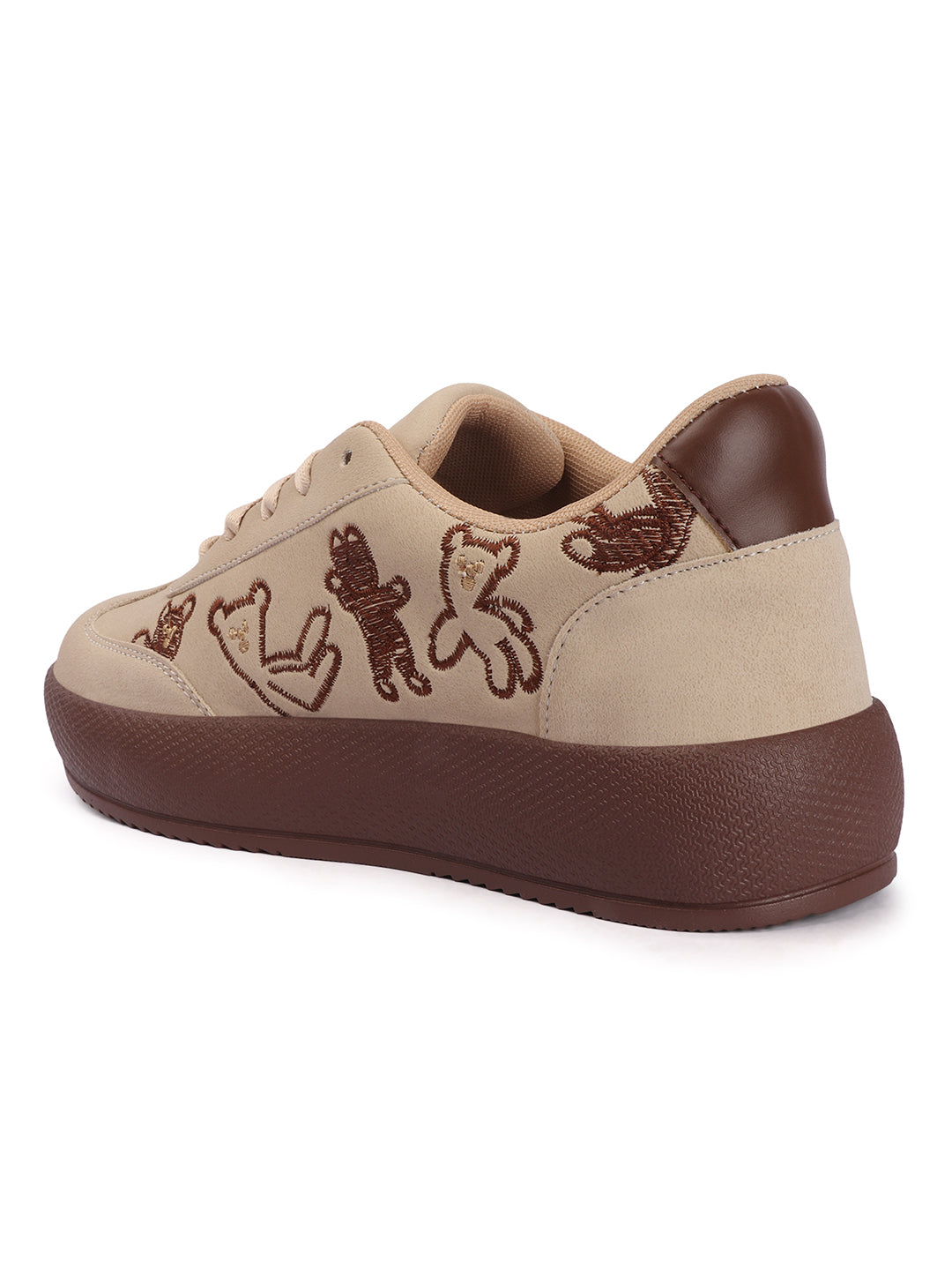 Trendy Teddy Embroidered Platform Sneakers