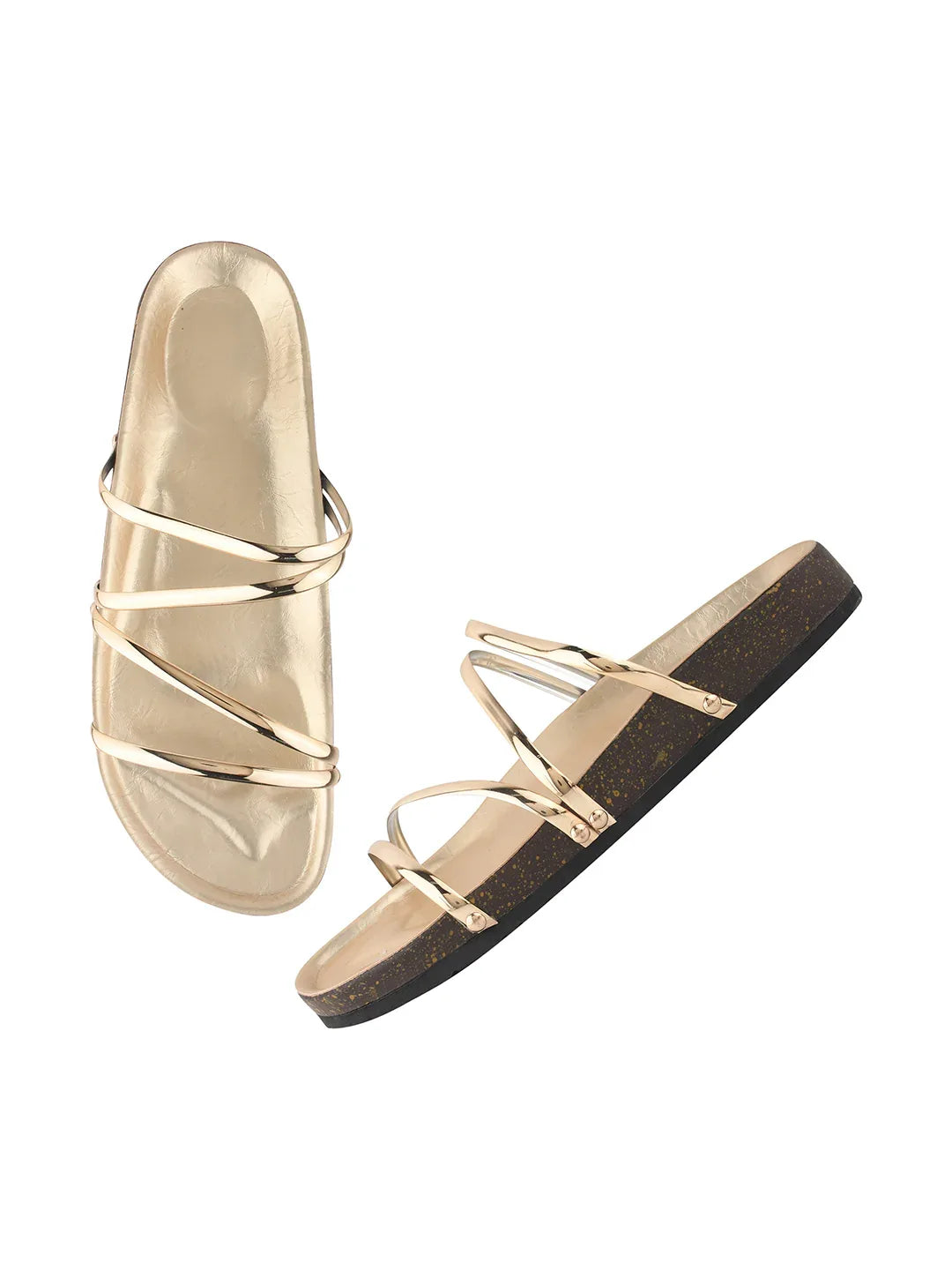 Elegant Spiral Strap Metallic Flats
