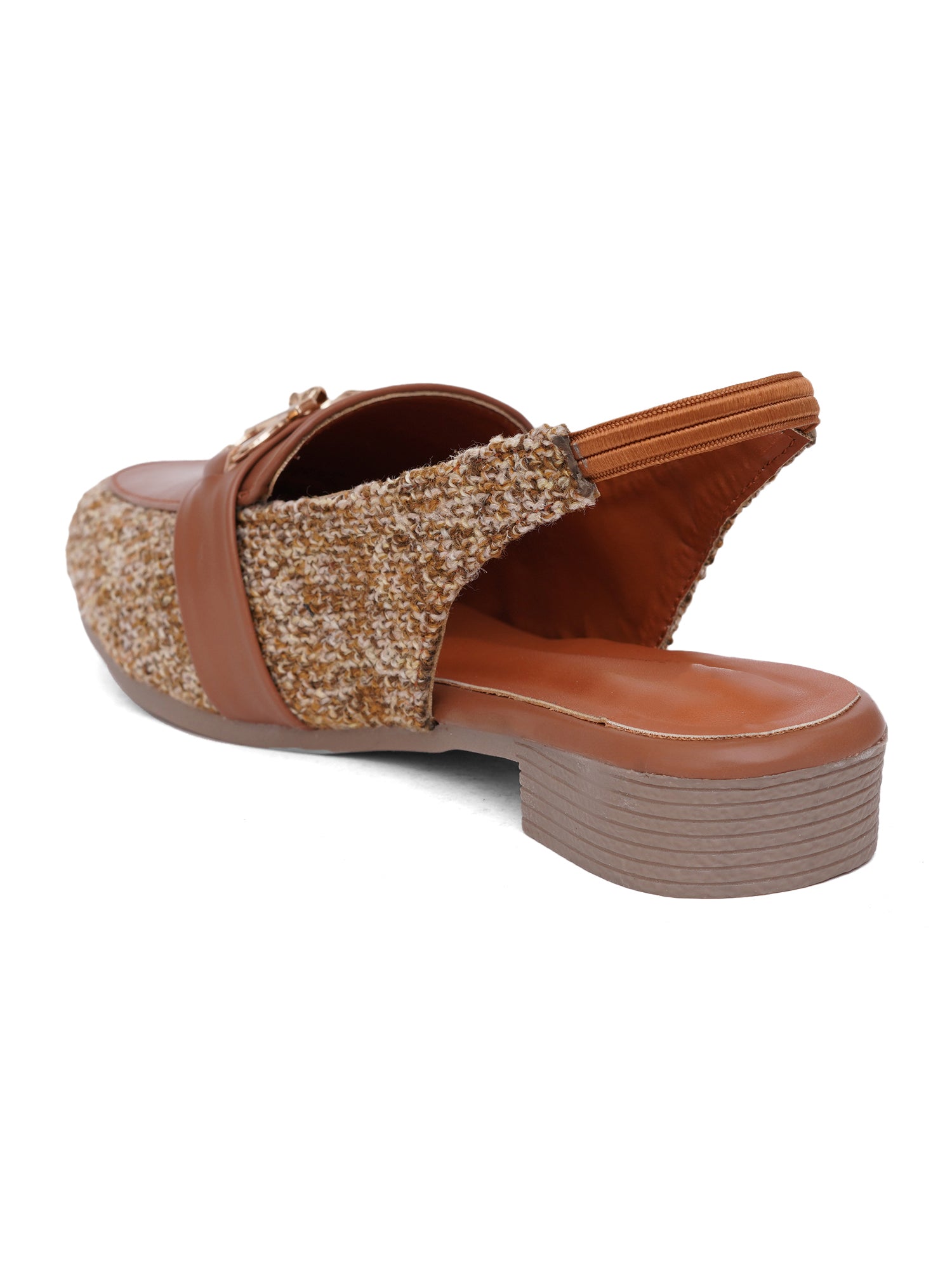 Fashion Tweed Chain Detail Slingback Mules