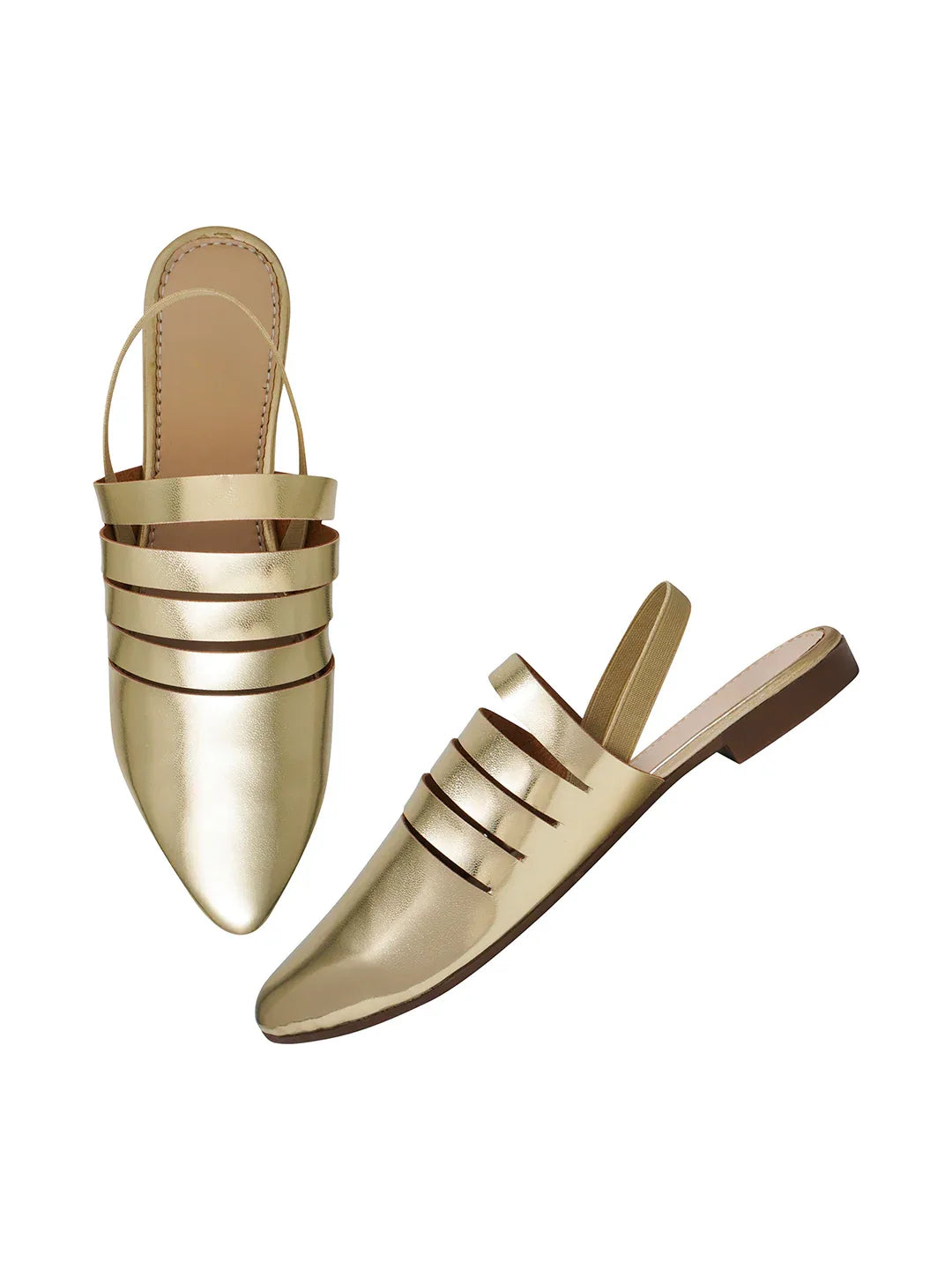 Women Metallic Slingback Mule with Pointed Toe
