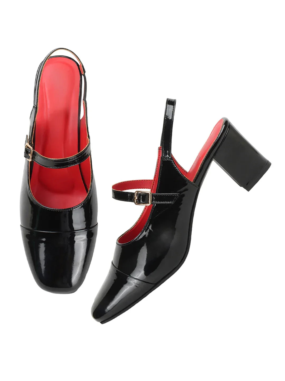 Classic Strap Detail Mid Heel Pumps