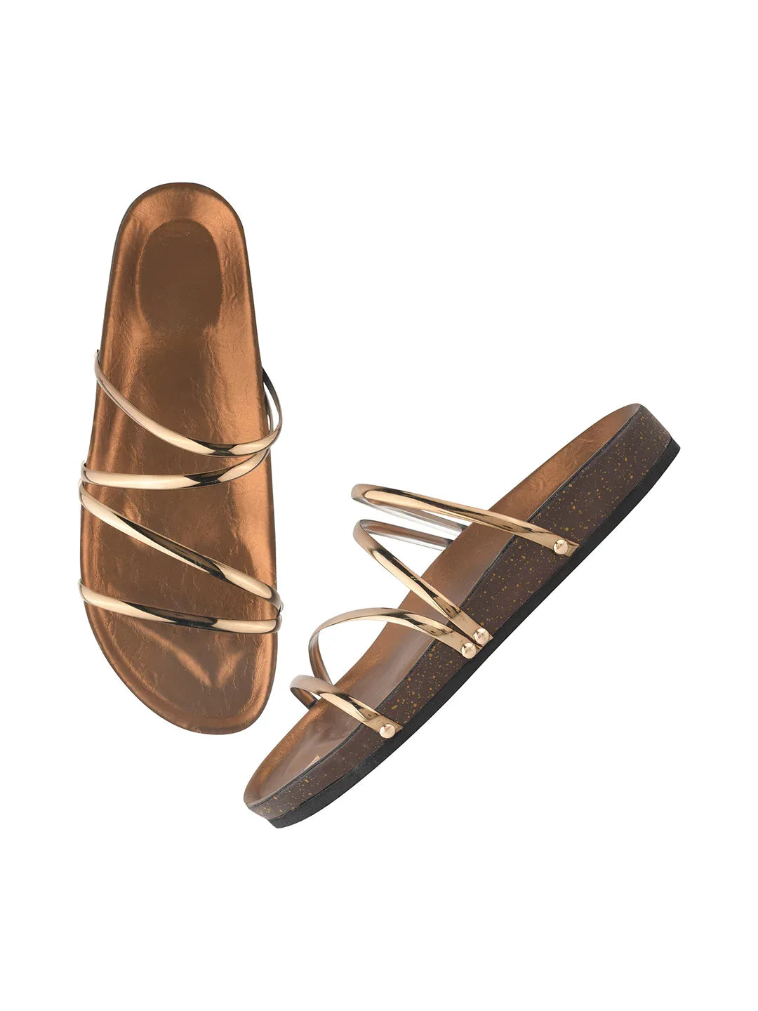 Elegant Spiral Strap Metallic Flats