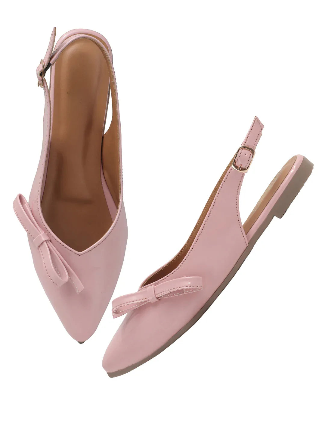 Glossy Pointed Toe Slingback Flat Mules
