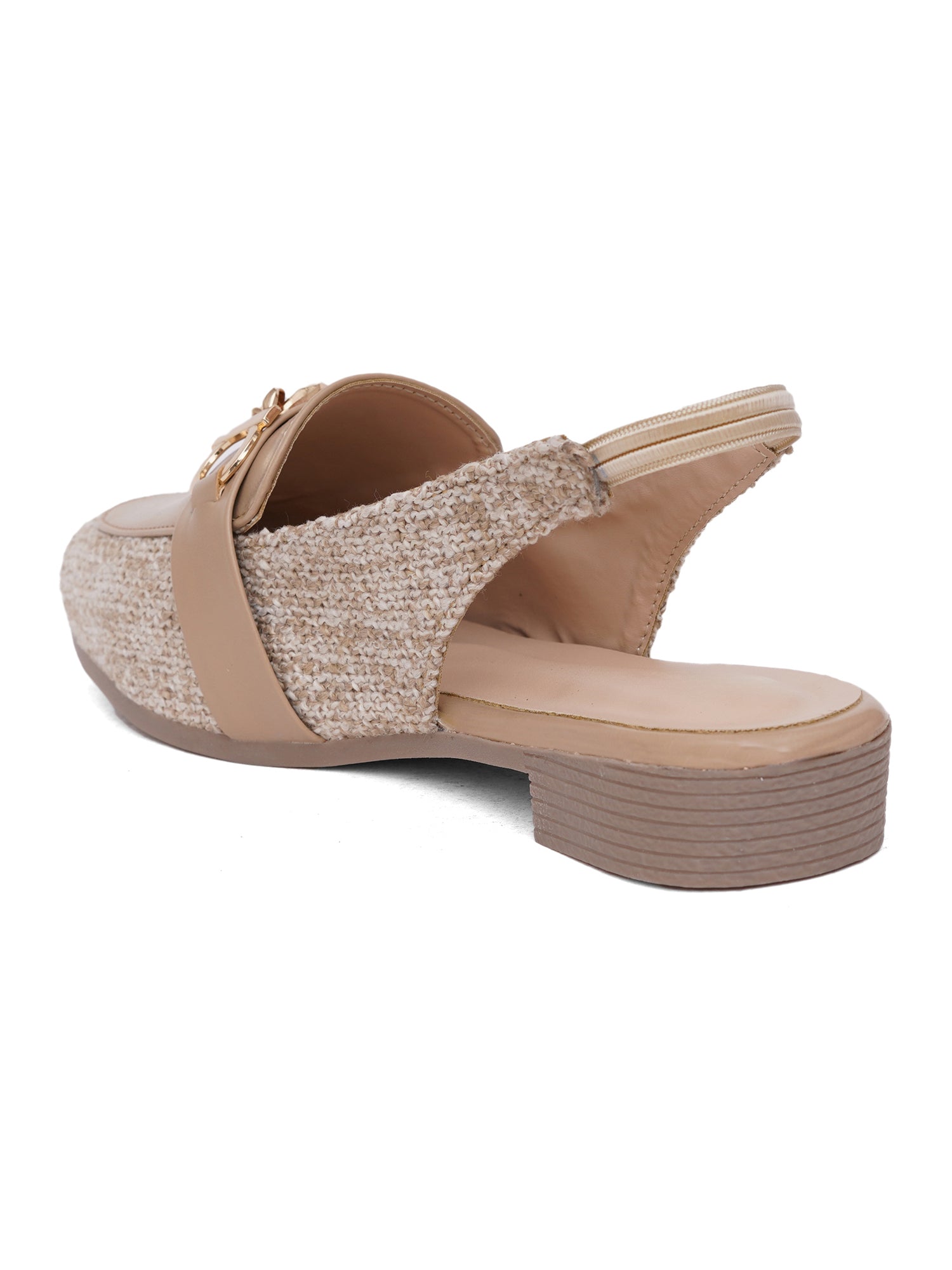 Fashion Tweed Chain Detail Slingback Mules