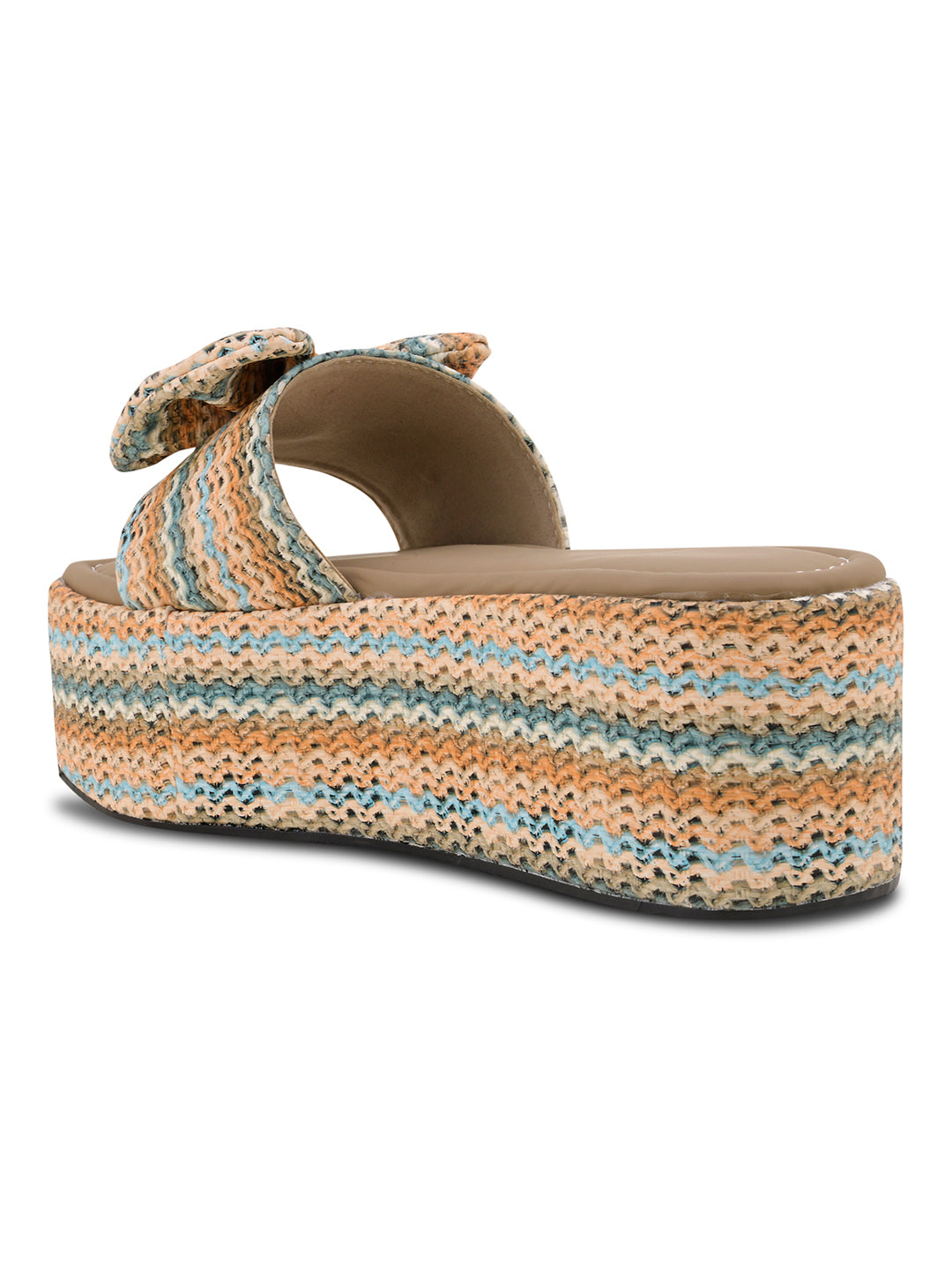 Cozy Knot Knitted Bow Platform Wedge Slides