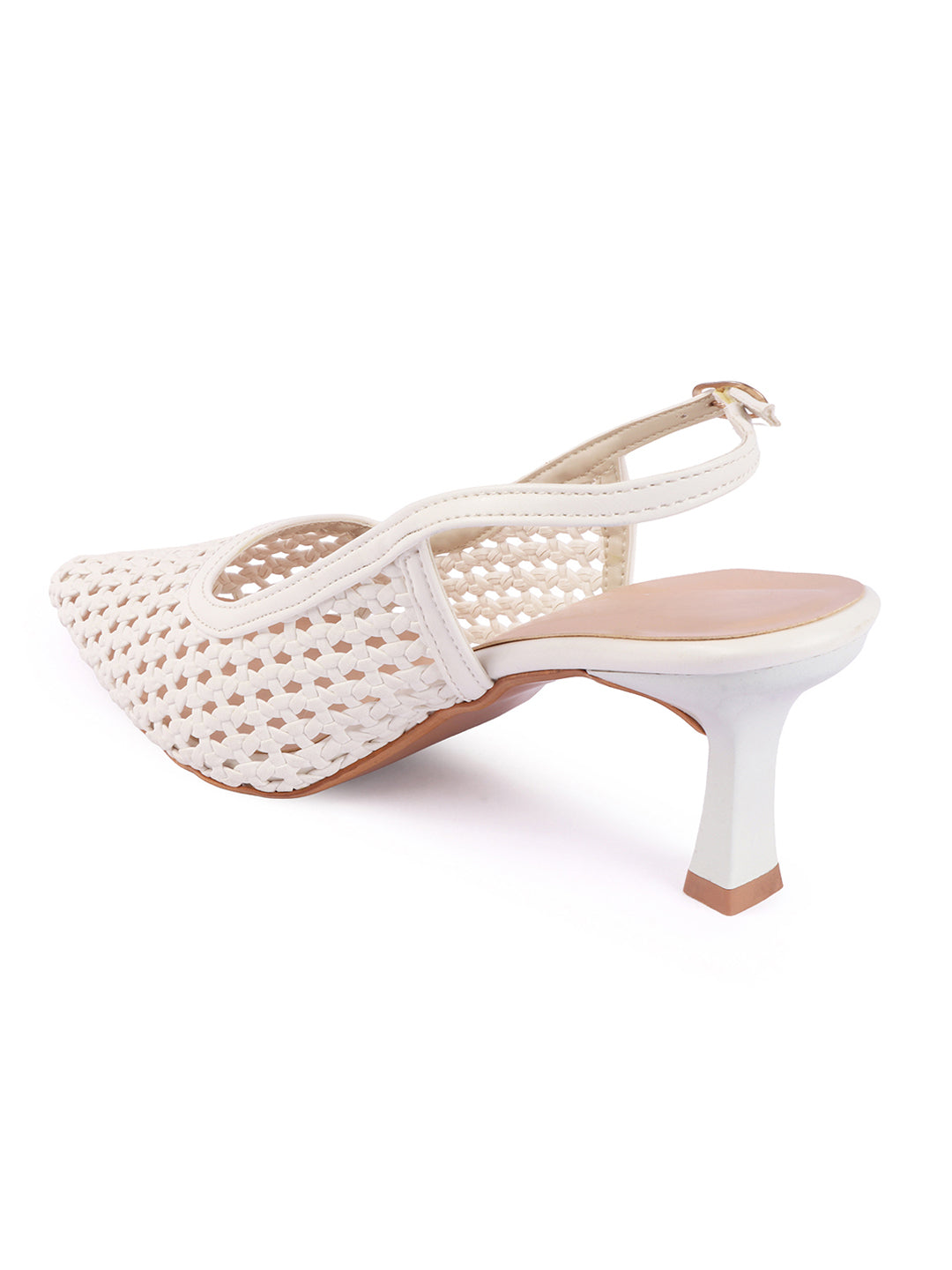 Weave Chic Buckle Strap Kitten Heel Mules