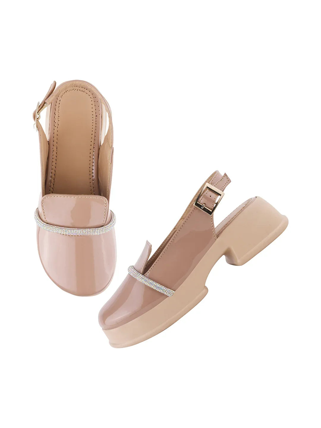 Classic Glossy Block Heel Pumps for Women