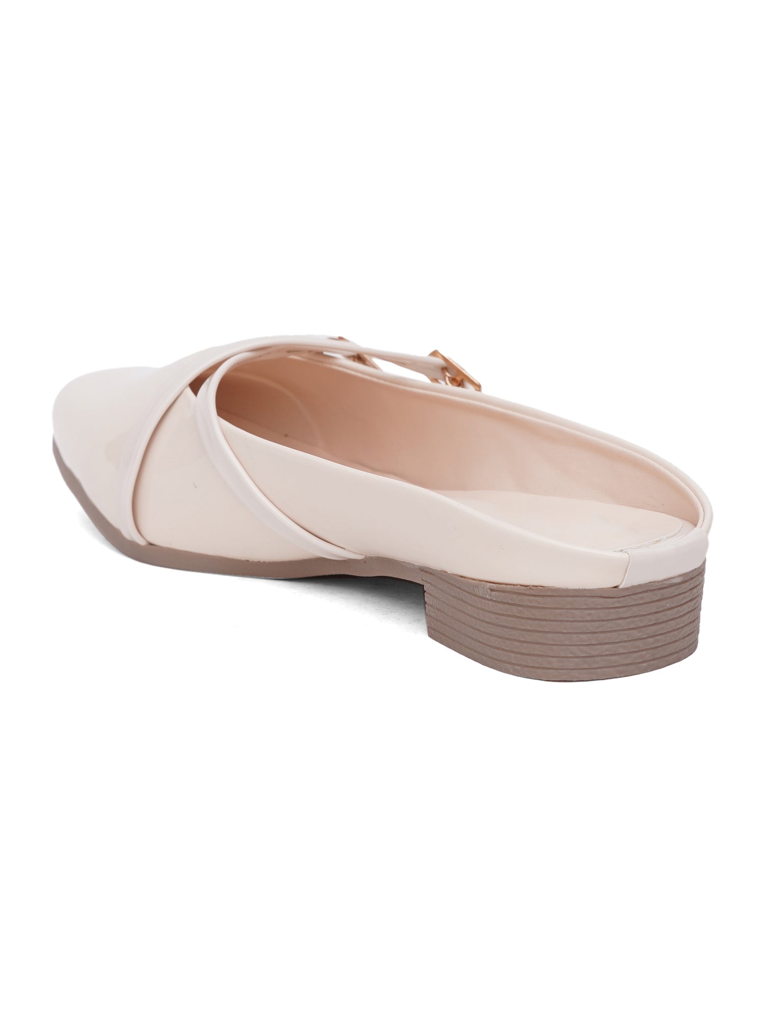 Elegant Double Strap Glossy Pointed Toe Mule Shoes