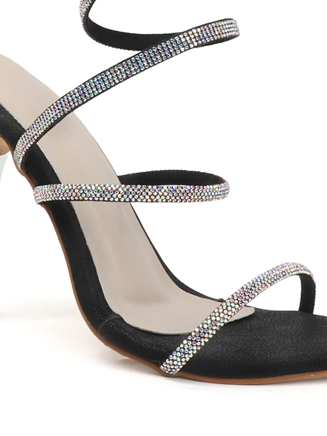 Crystal Strap Ankle Wrap Stiletto Heels