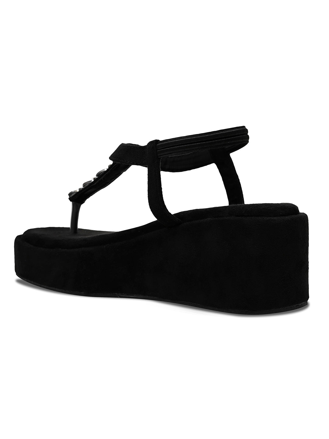 Crystal Embellished Detail Wedge Comfort Heels