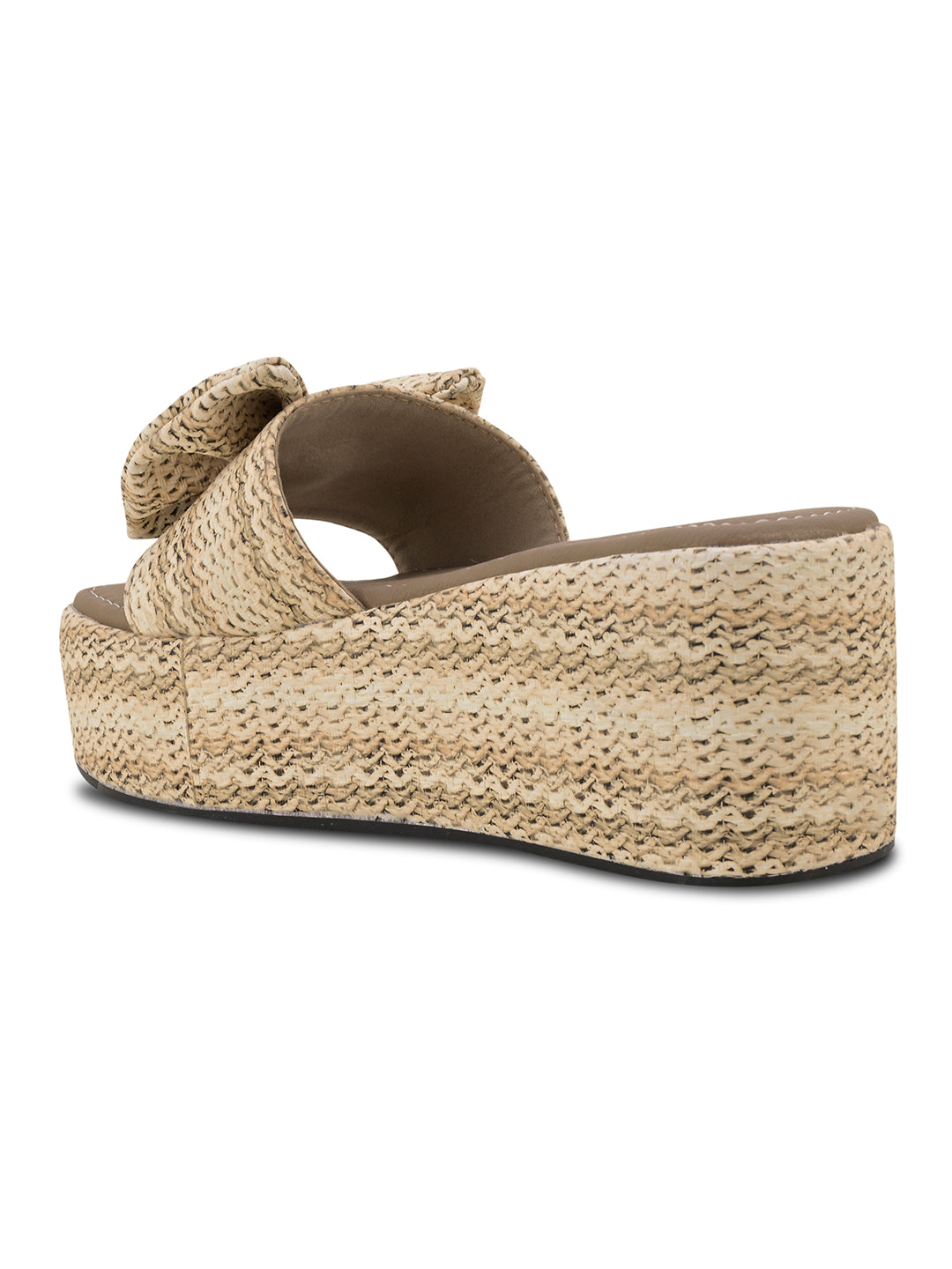Cozy Knot Knitted Bow Platform Wedge Slides