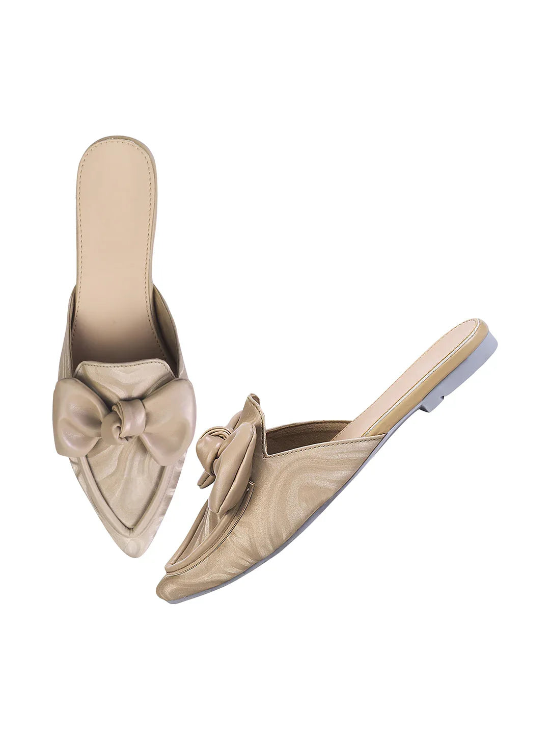 Elegant Bow Accent Pointed Mule Flats for Women