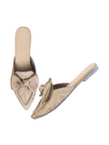 Elegant Bow Accent Pointed Mule Flats for Women