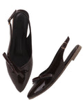 Glossy Pointed Toe Slingback Flat Mules