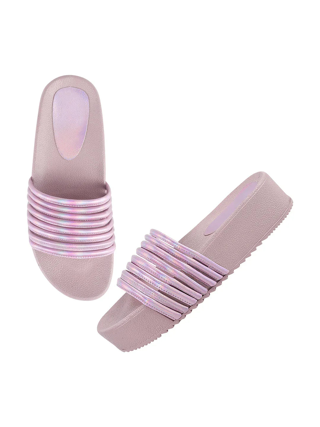 Textured Wide Strap Slides
