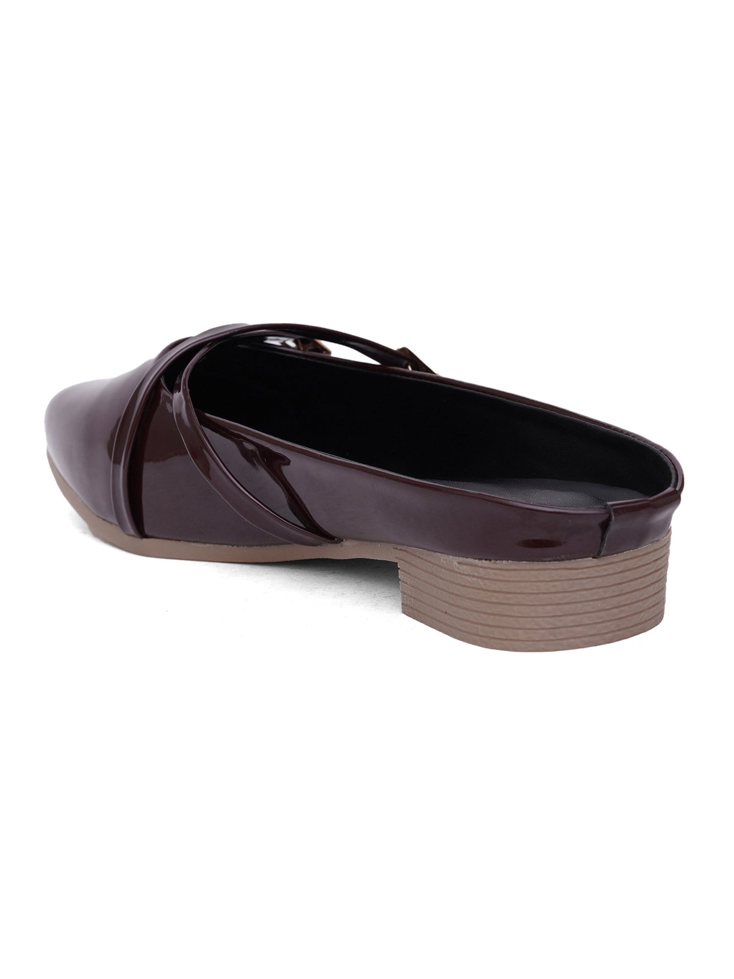 Elegant Double Strap Glossy Pointed Toe Mule Shoes