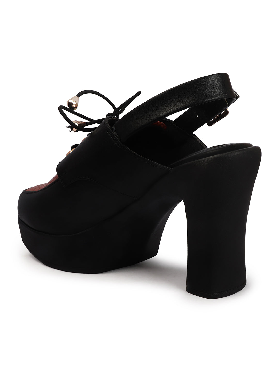 Retro Lace-Up Slingback Chunky Block Heel Pumps