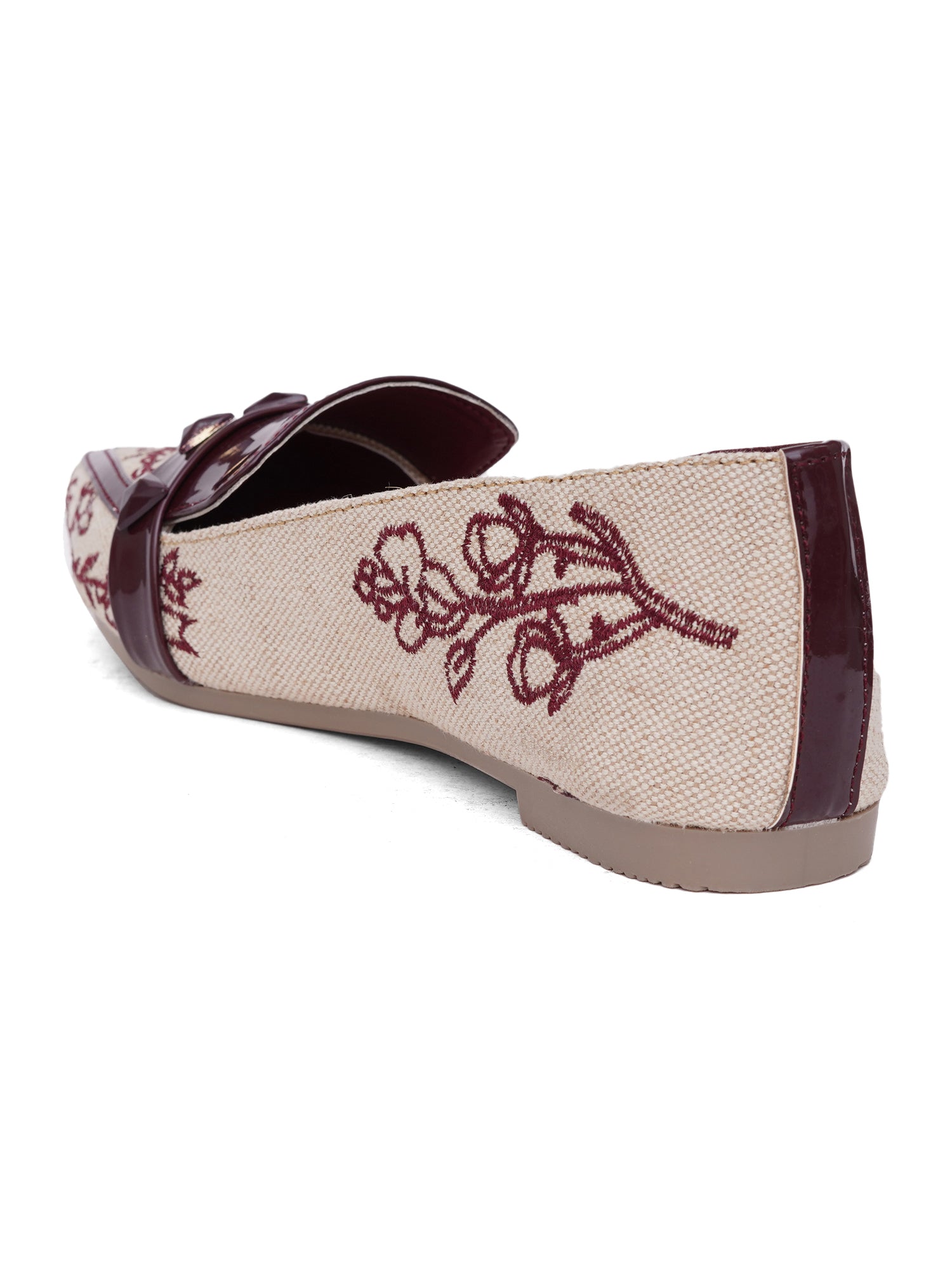 Embroidered Pointed Toe Premium Printed Slip-On Ballet Flats