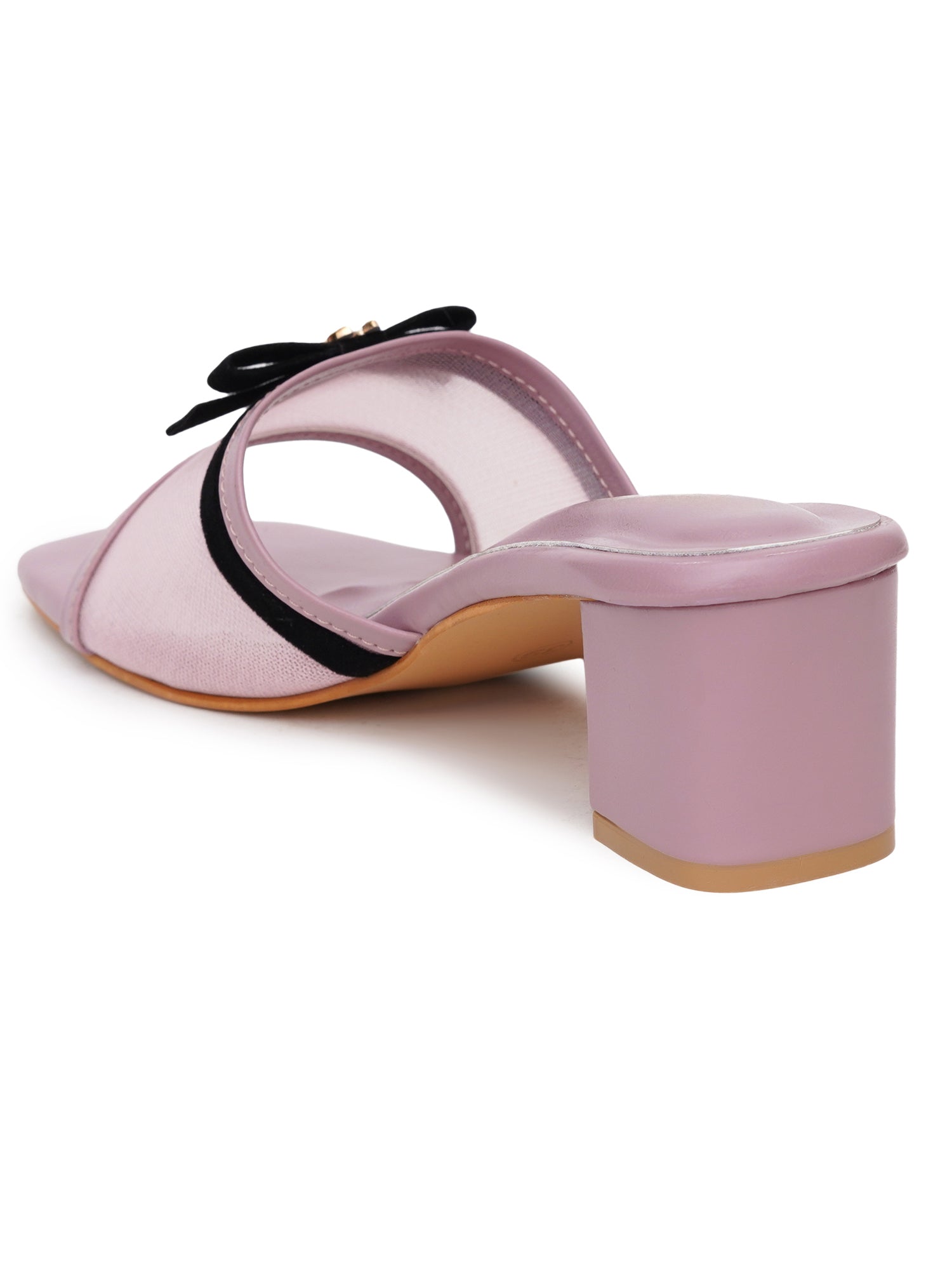 Elegant Open Toe Mesh Bow Block Heel Sandal
