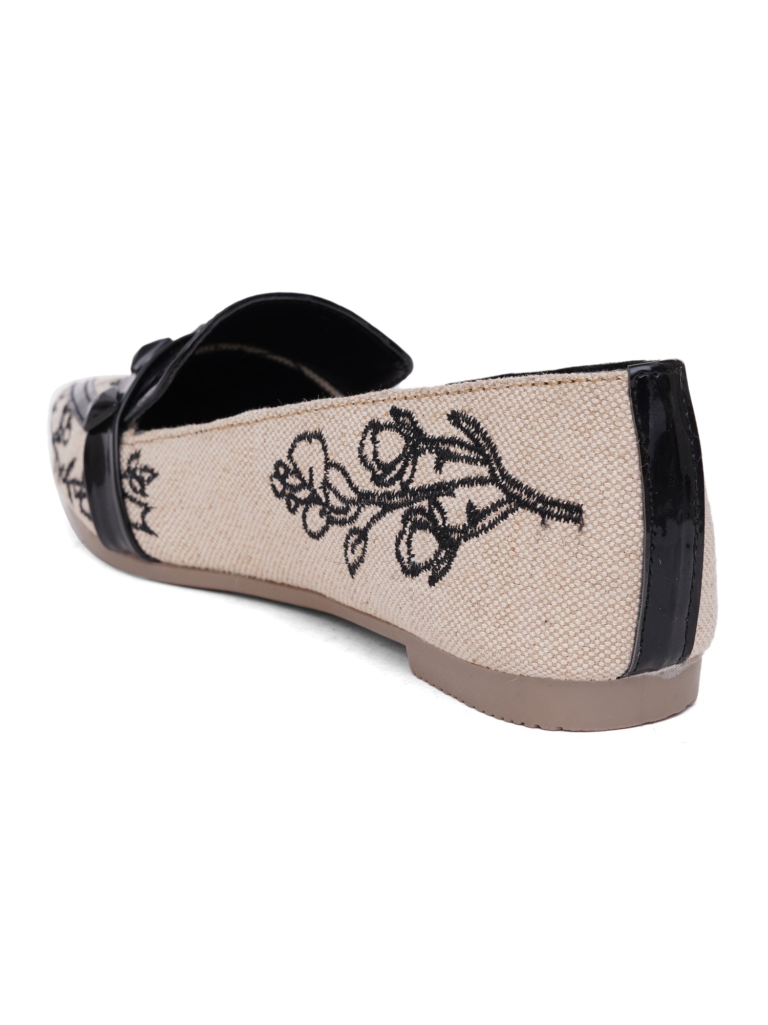 Embroidered Pointed Toe Premium Printed Slip-On Ballet Flats