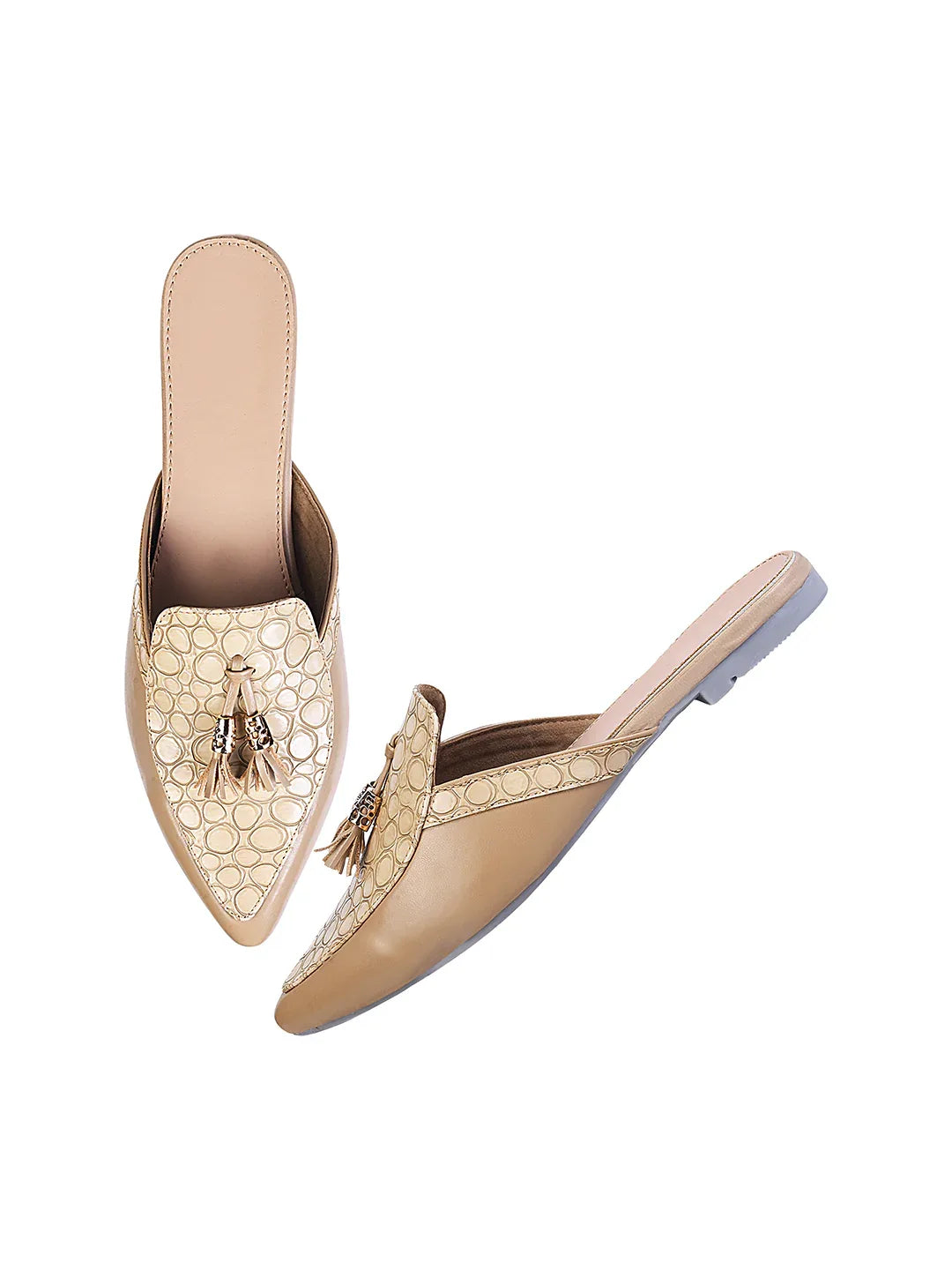 Minimal Tassel Detail Pointed Mule Flats