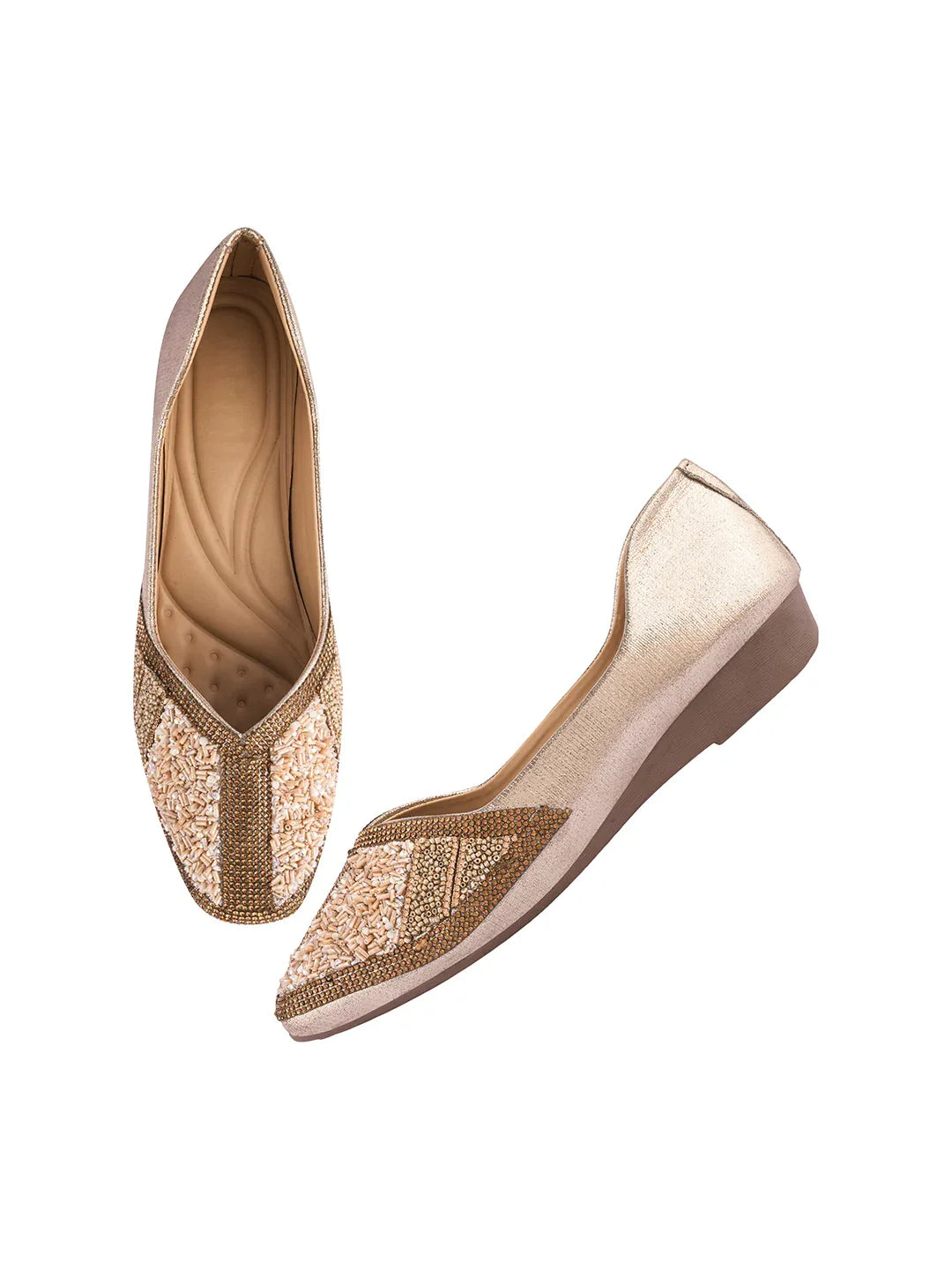 TRYME Festive Square Toe Embellished Stone Women's Juttis