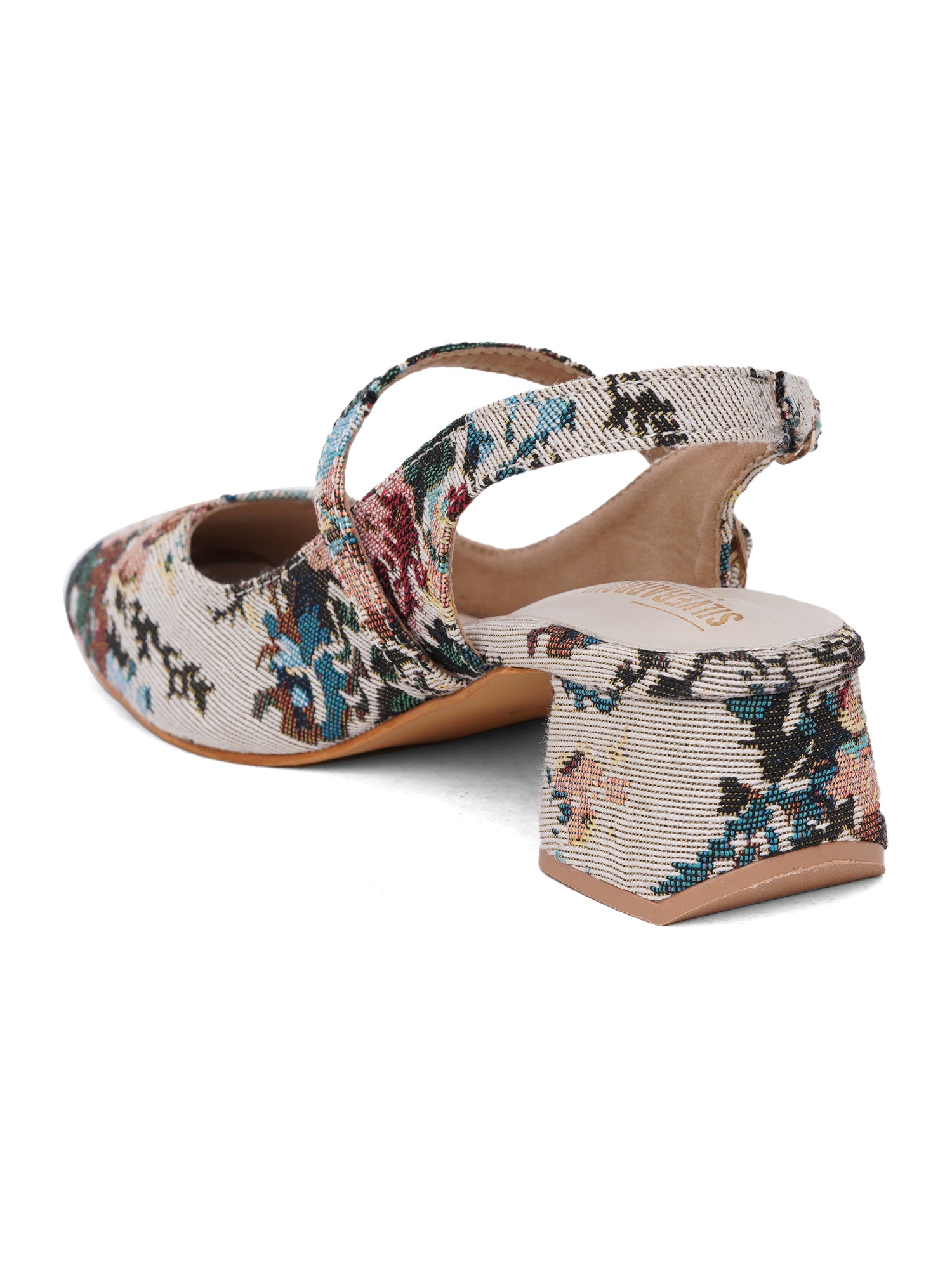 Dazzling Floral Print Mary Jane Block Heels