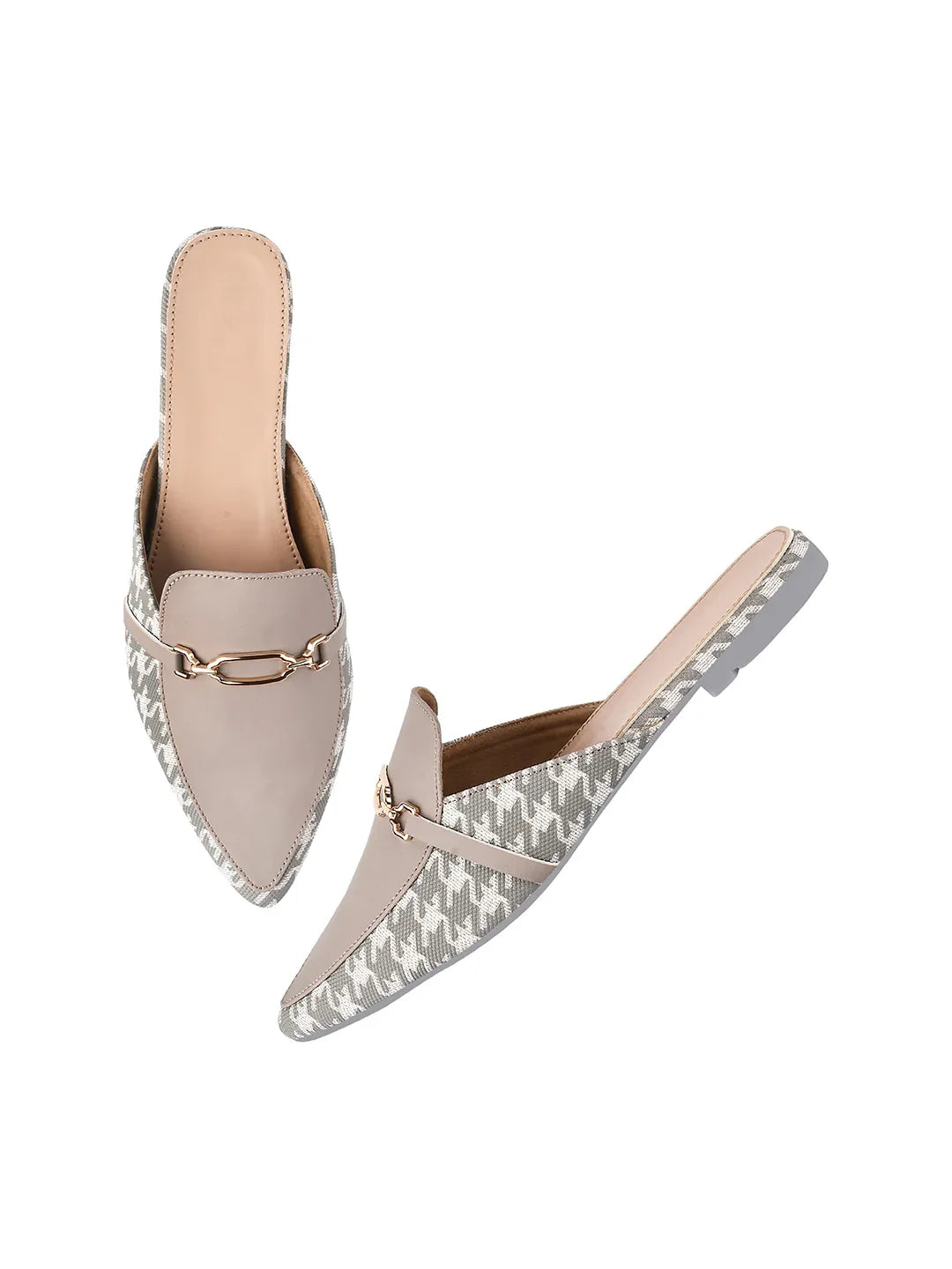 Printed Slip-On Mule with Metal Detail