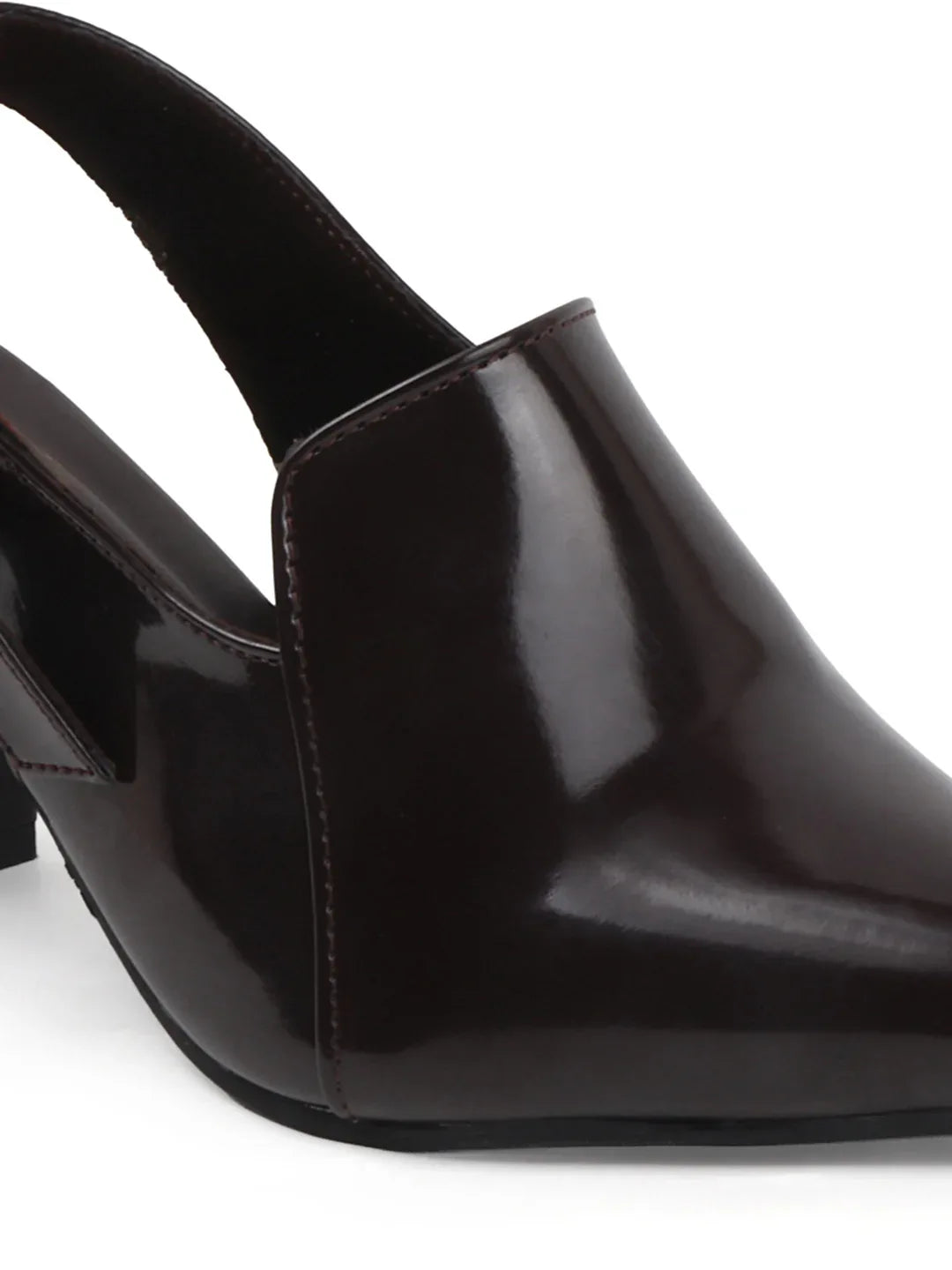 Elegant Gloss Finish Mid Heel Shoes