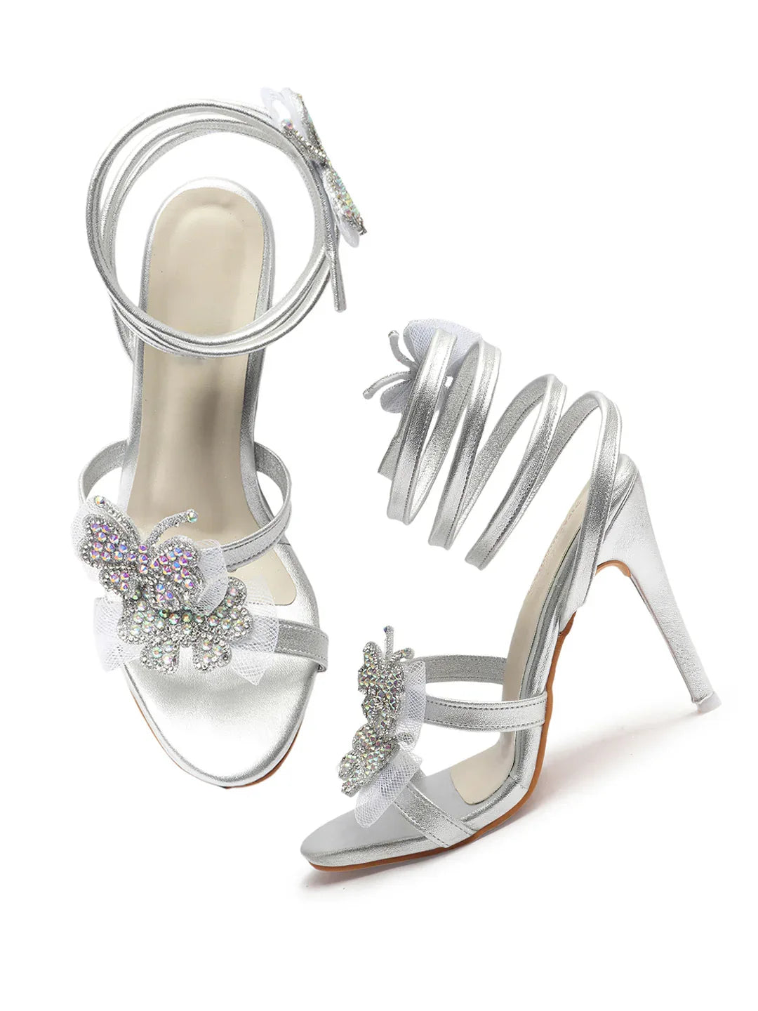 Glam Crystal Flower High Heel Sandals