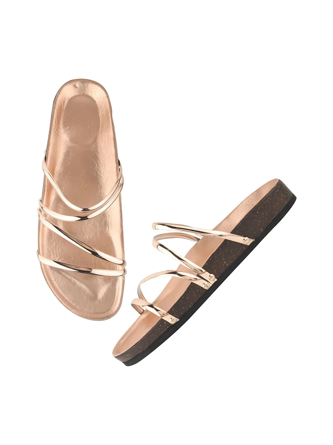 Elegant Spiral Strap Metallic Flats