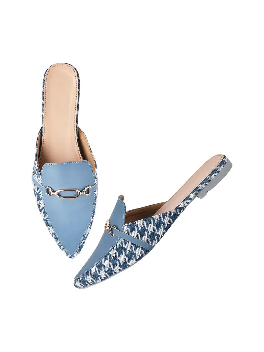 Printed Slip-On Mule with Metal Detail