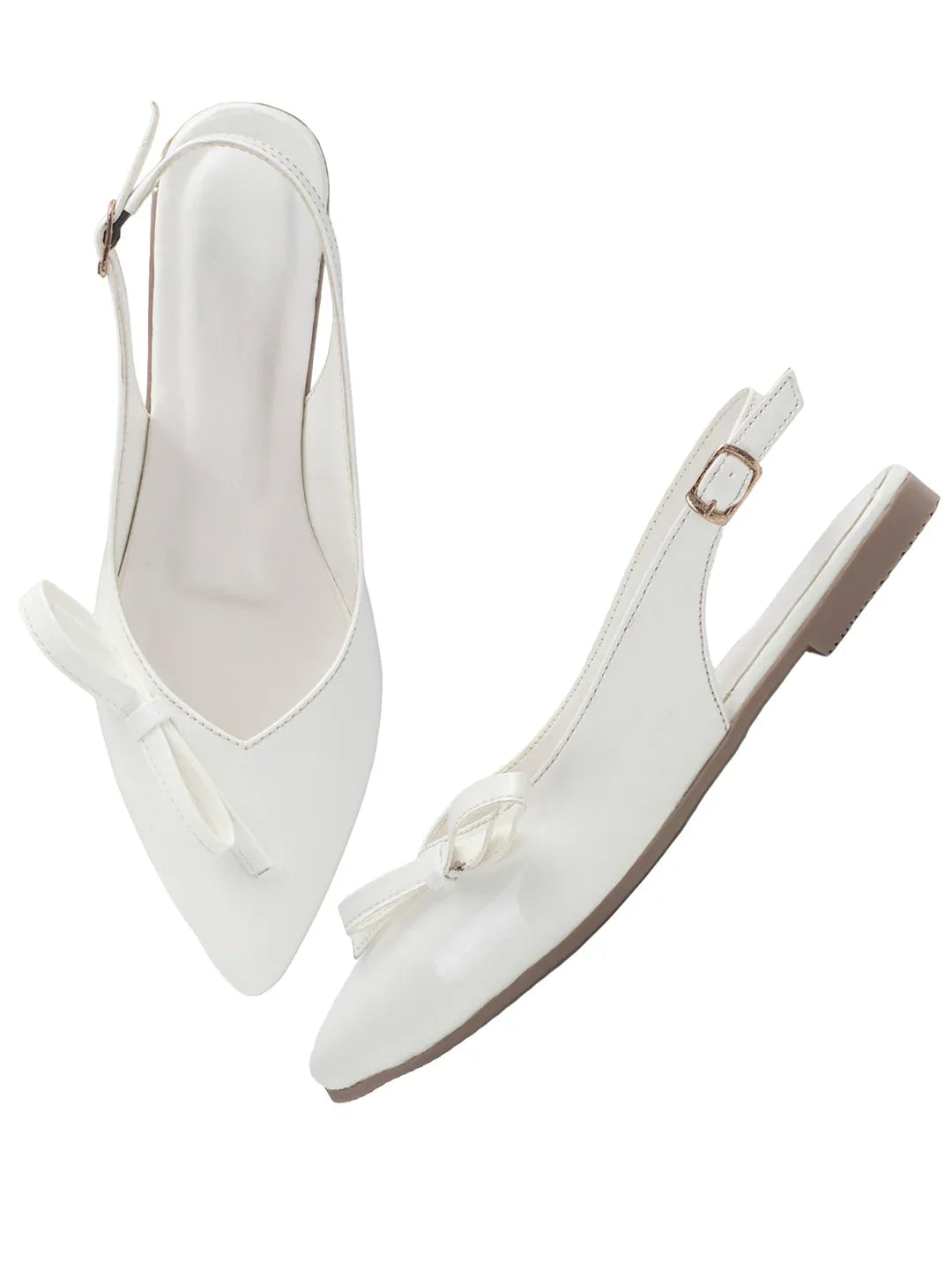 Glossy Pointed Toe Slingback Flat Mules
