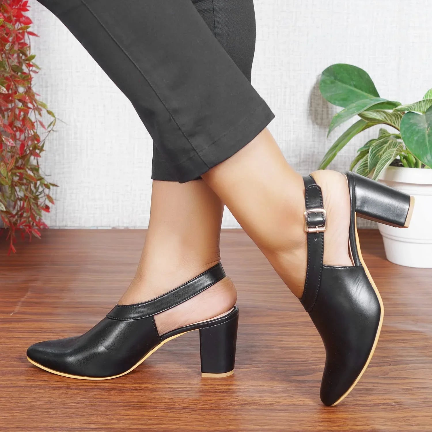 Classic Slingback Block Heel Shoes