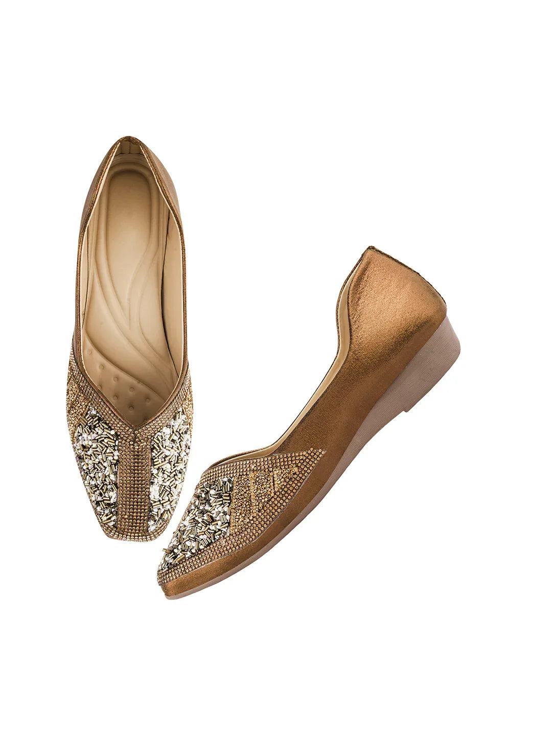 TRYME Festive Square Toe Embellished Stone Women's Juttis