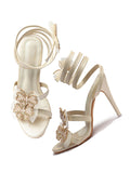 Glam Crystal Flower High Heel Sandals