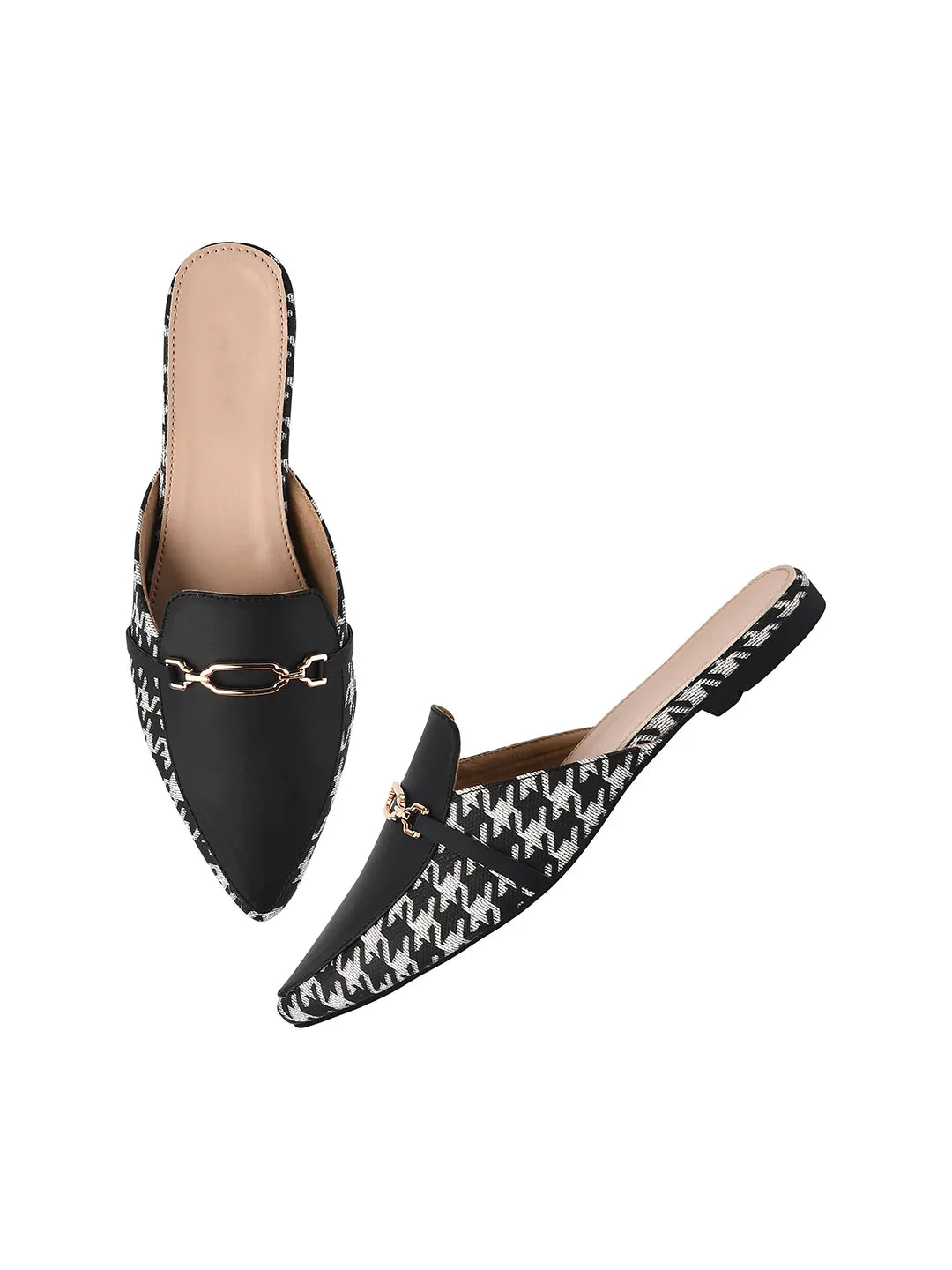 Printed Slip-On Mule with Metal Detail