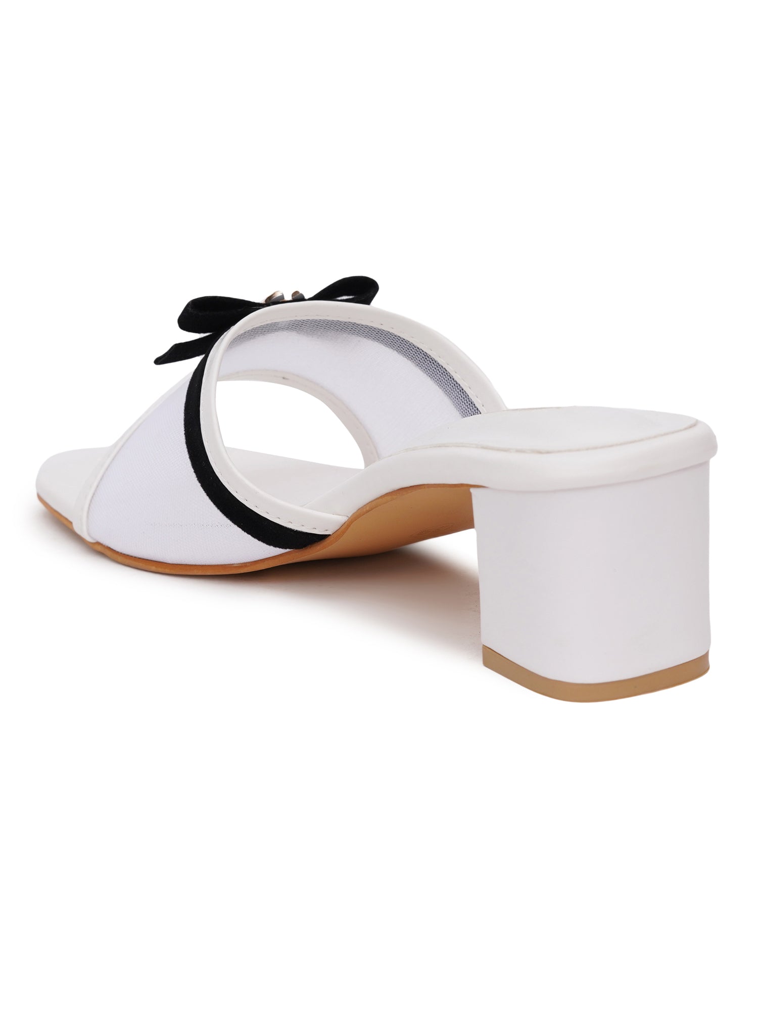 Elegant Open Toe Mesh Bow Block Heel Sandal