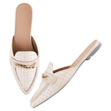 Classic Textured Mule with Gold Chain