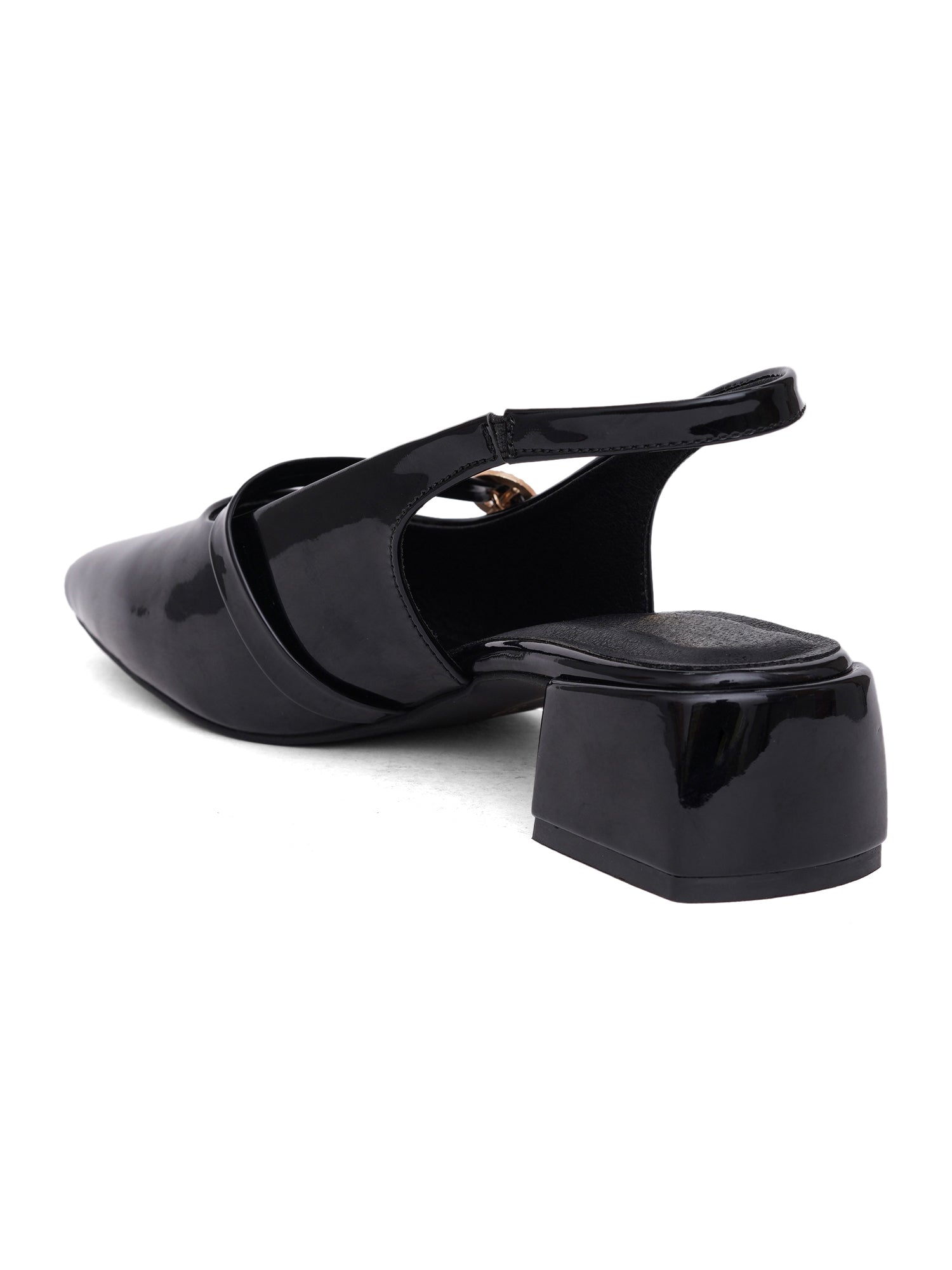 Elegant Patent Finish Mary Jane Slingback Heels with Strap Detail