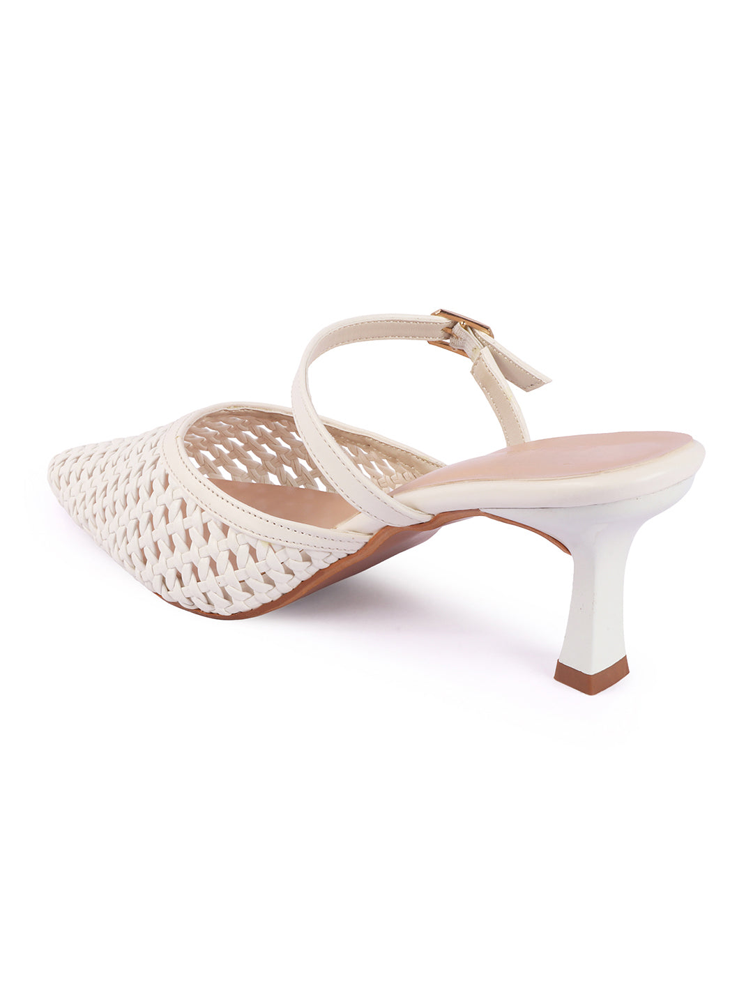 Muse Woven Pointed-Toe Kitten Heel Mules