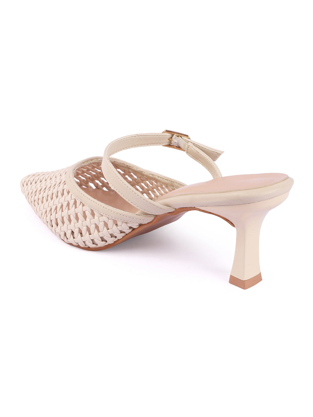 Muse Woven Pointed-Toe Kitten Heel Mules
