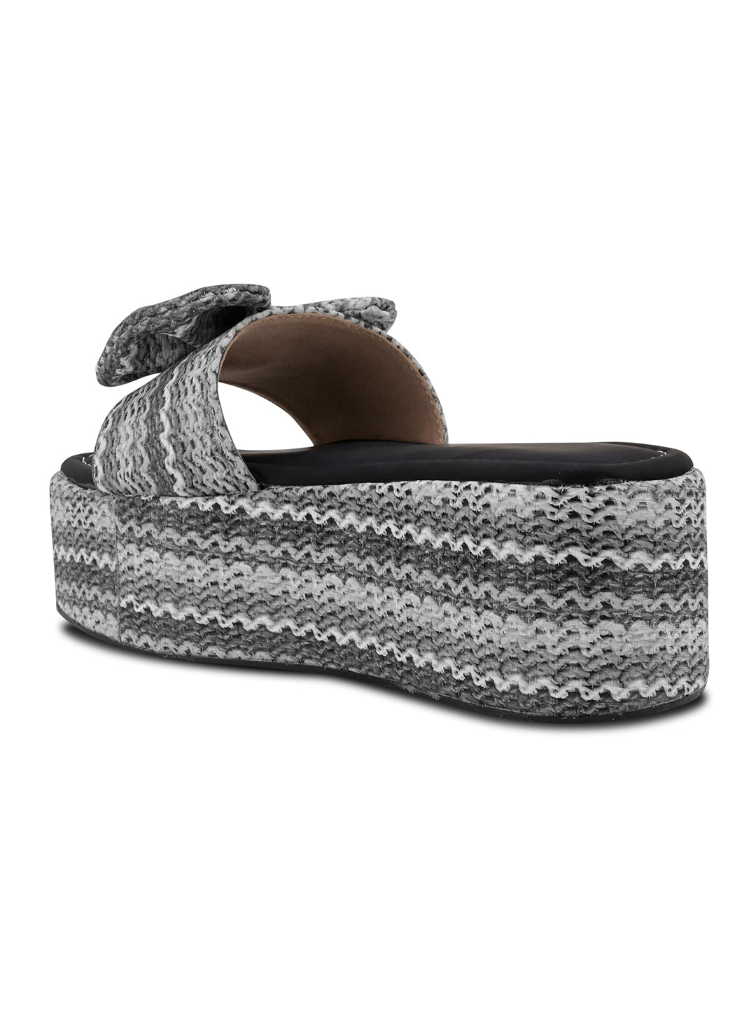 Cozy Knot Knitted Bow Platform Wedge Slides
