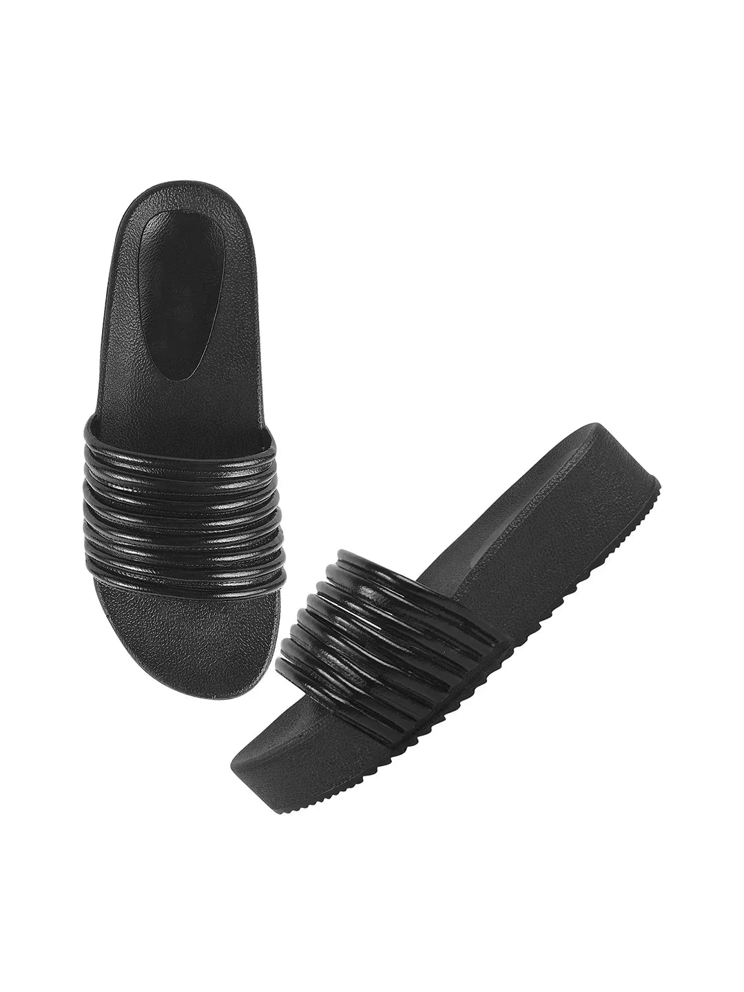 Textured Wide Strap Slides