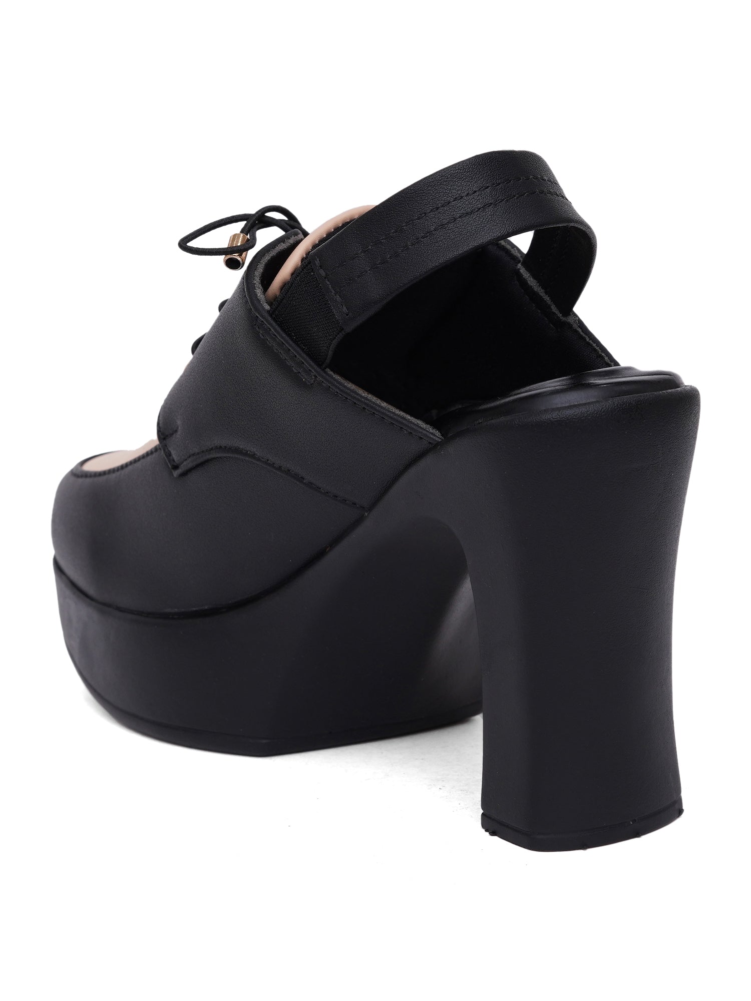 Retro Lace-Up Slingback Chunky Block Heel Pumps