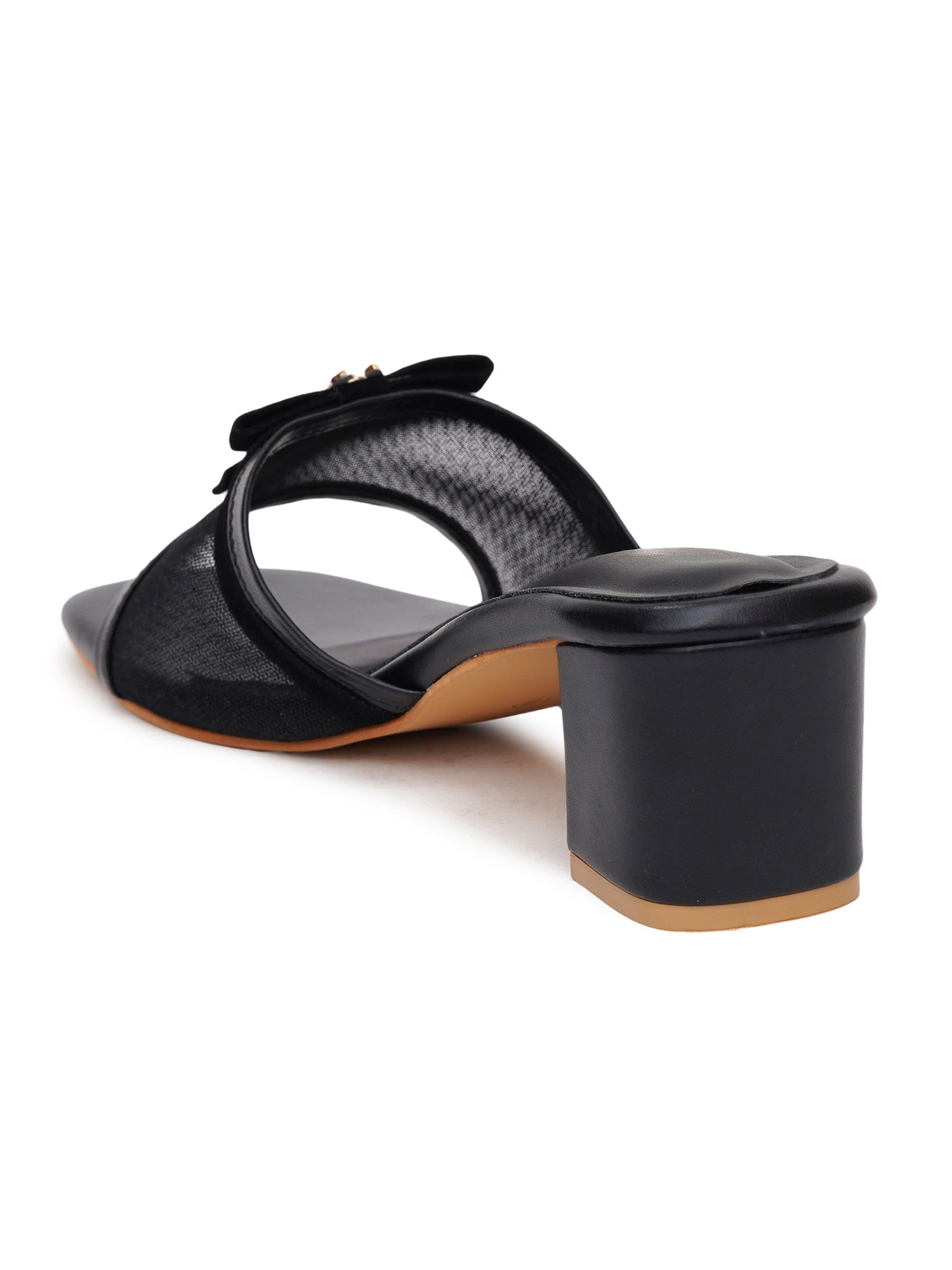 Elegant Open Toe Mesh Bow Block Heel Sandal